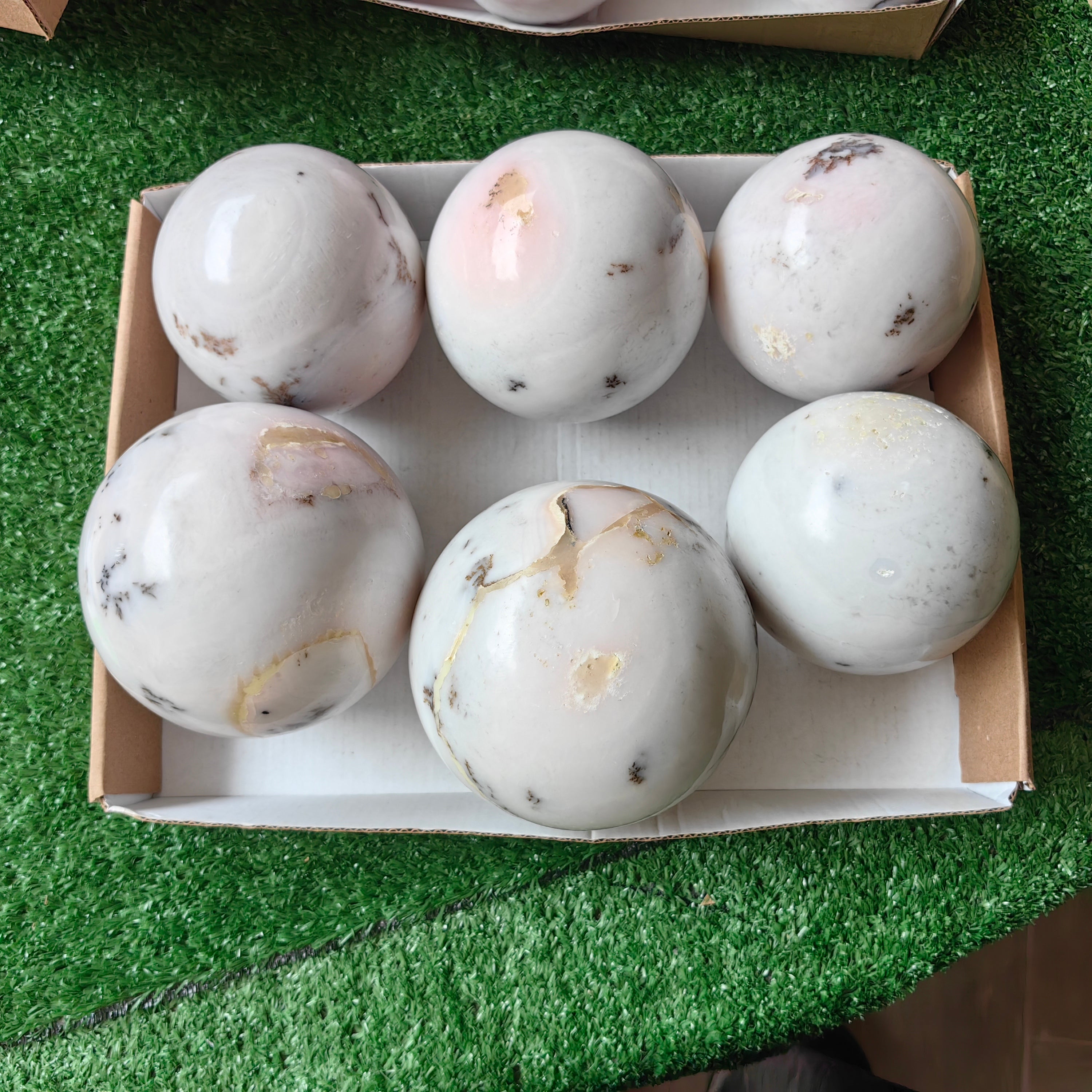 6 pc peruvian pink opal big spheres