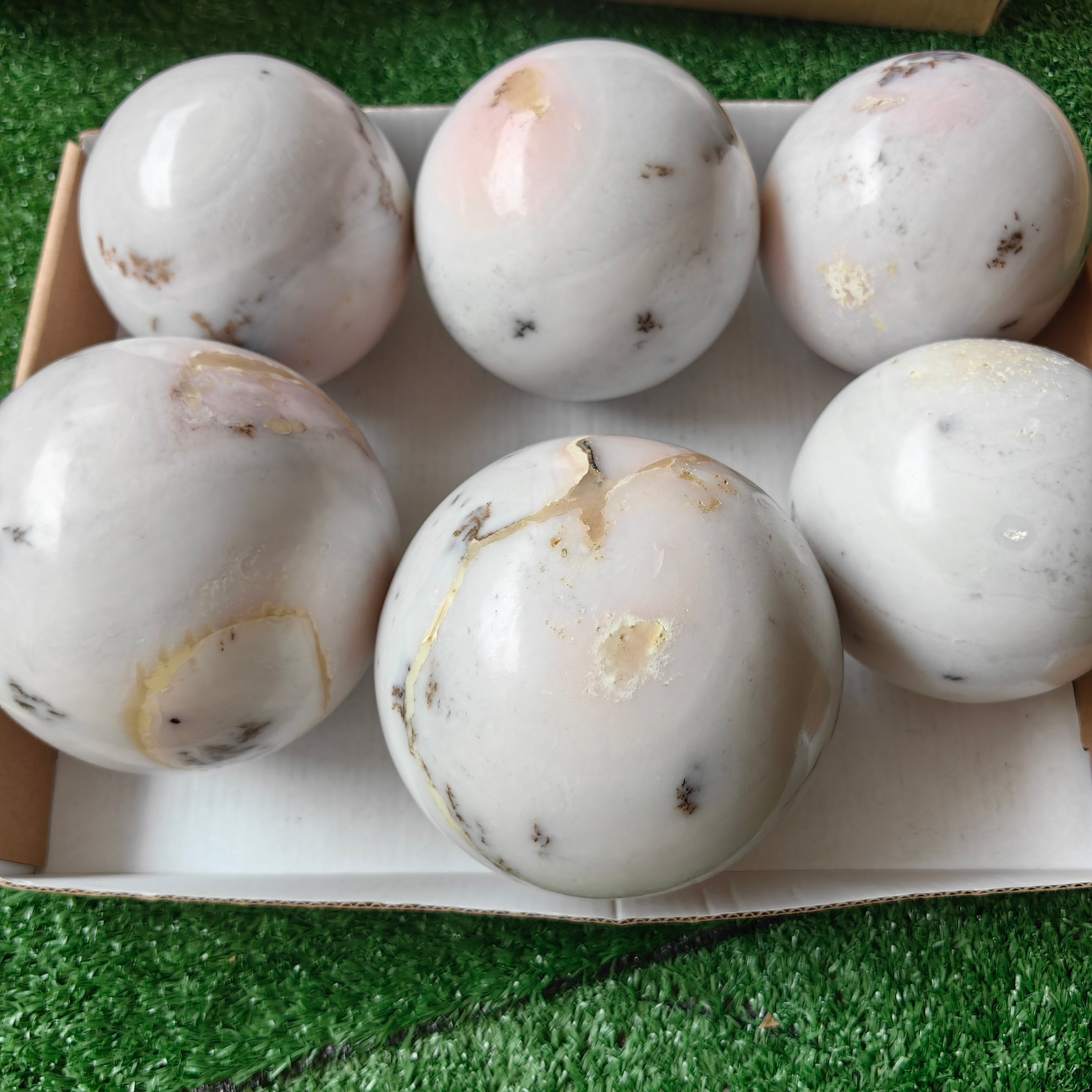 6 pc peruvian pink opal big spheres