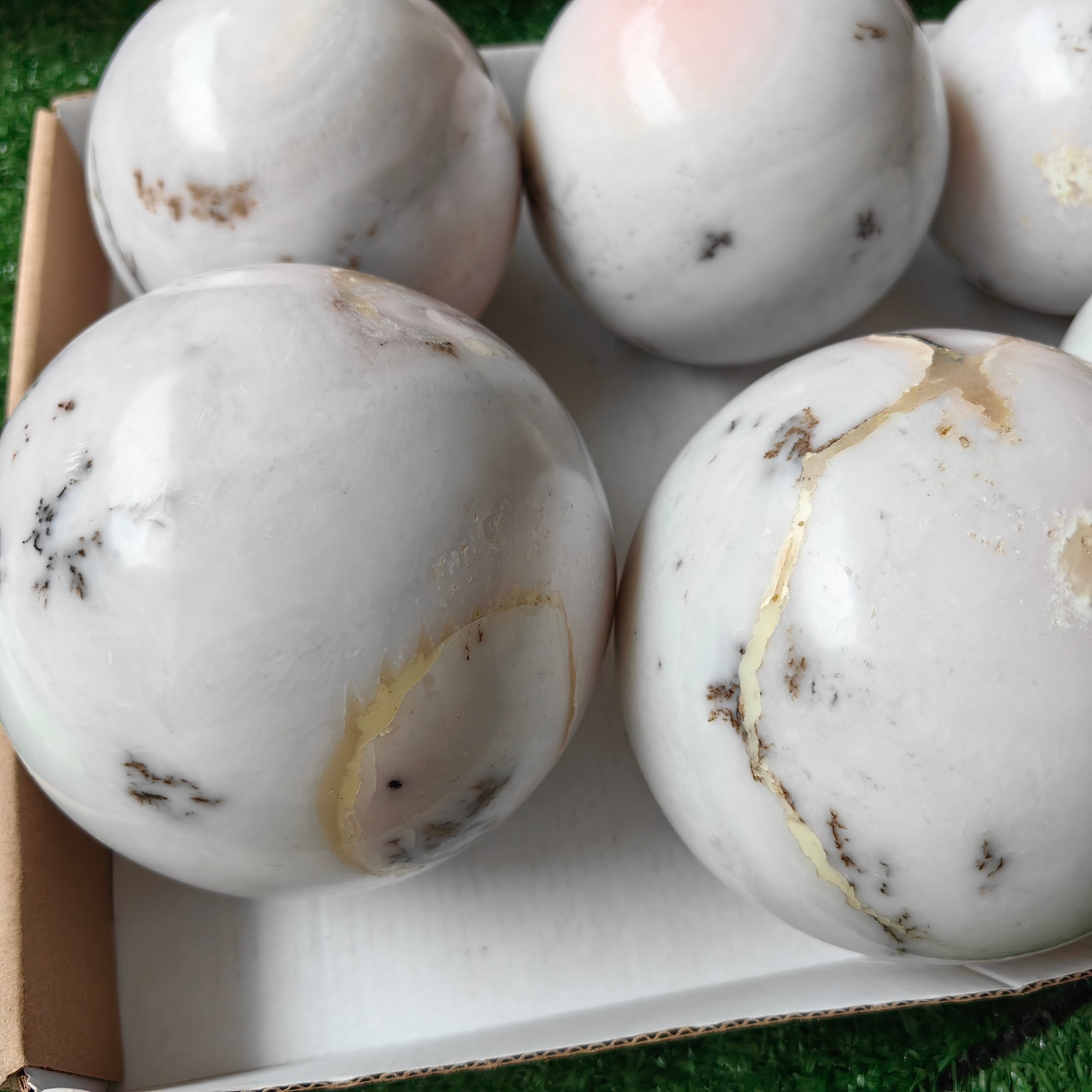 6 pc peruvian pink opal big spheres