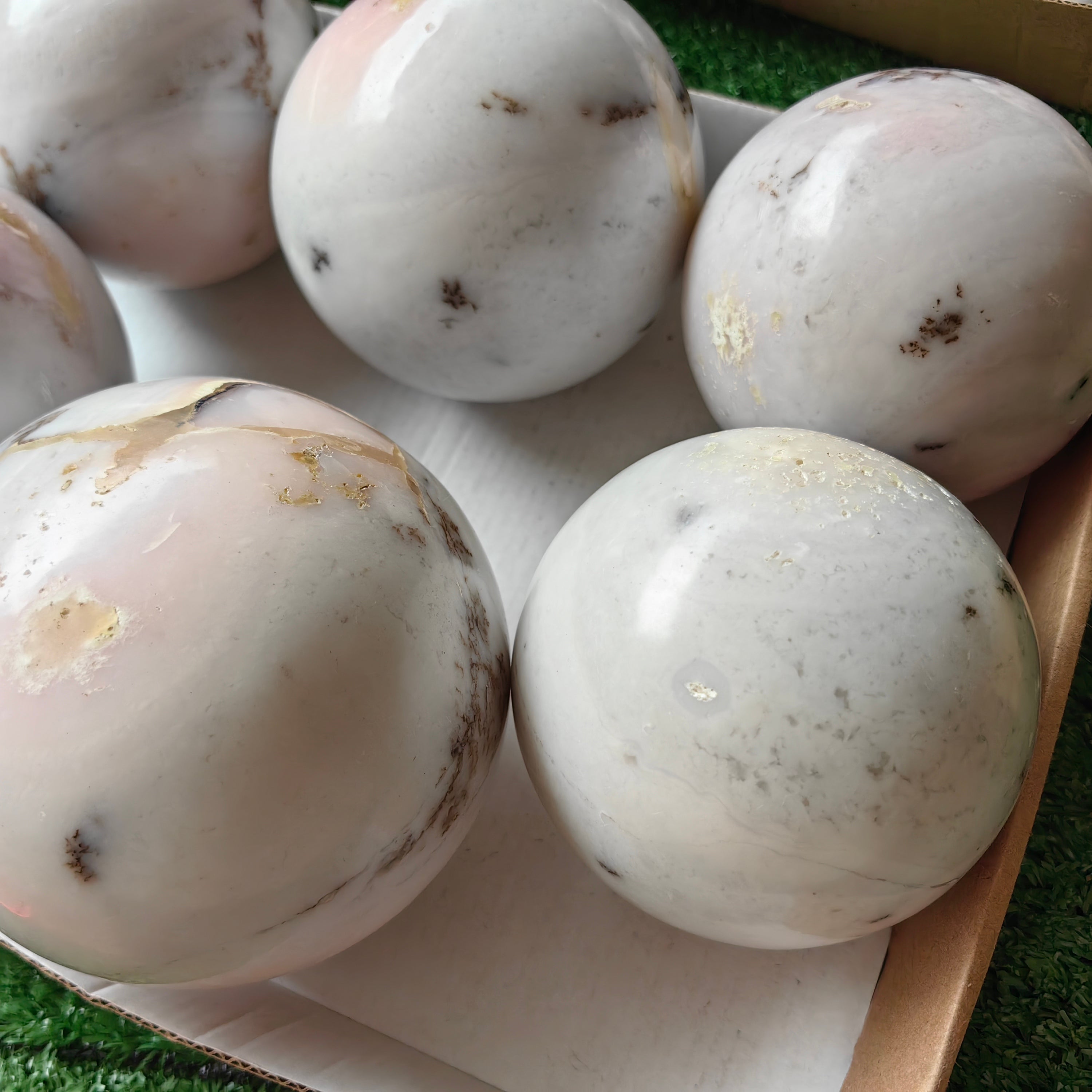 6 pc peruvian pink opal big spheres