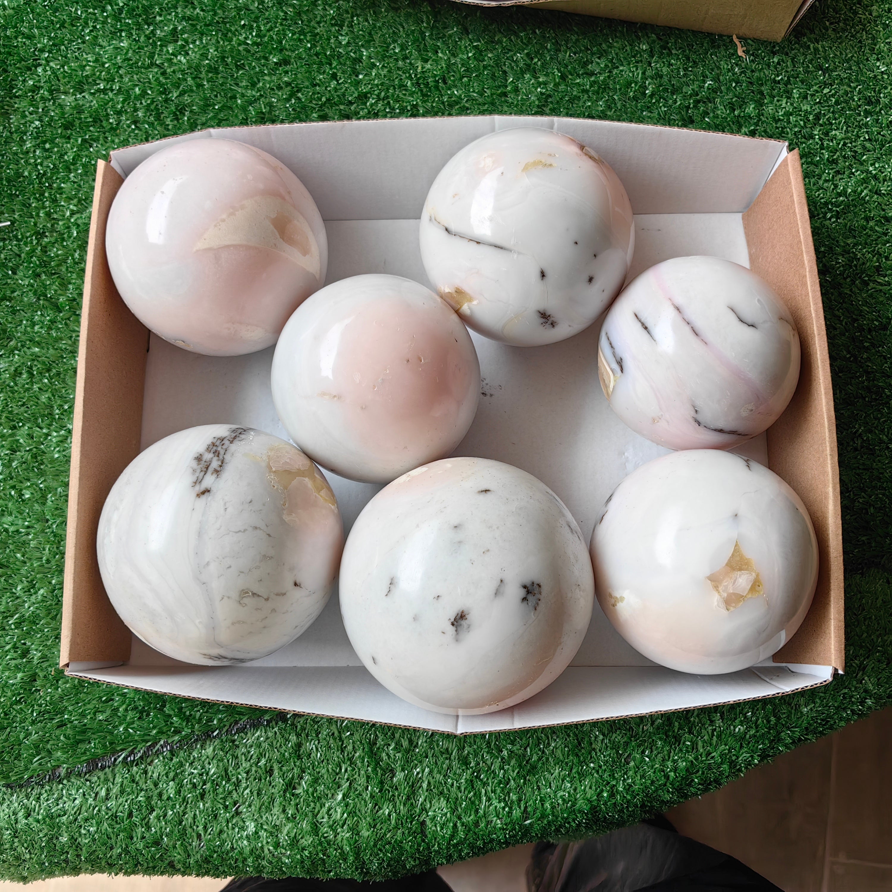7 pc peruvian pink opal big spheres
