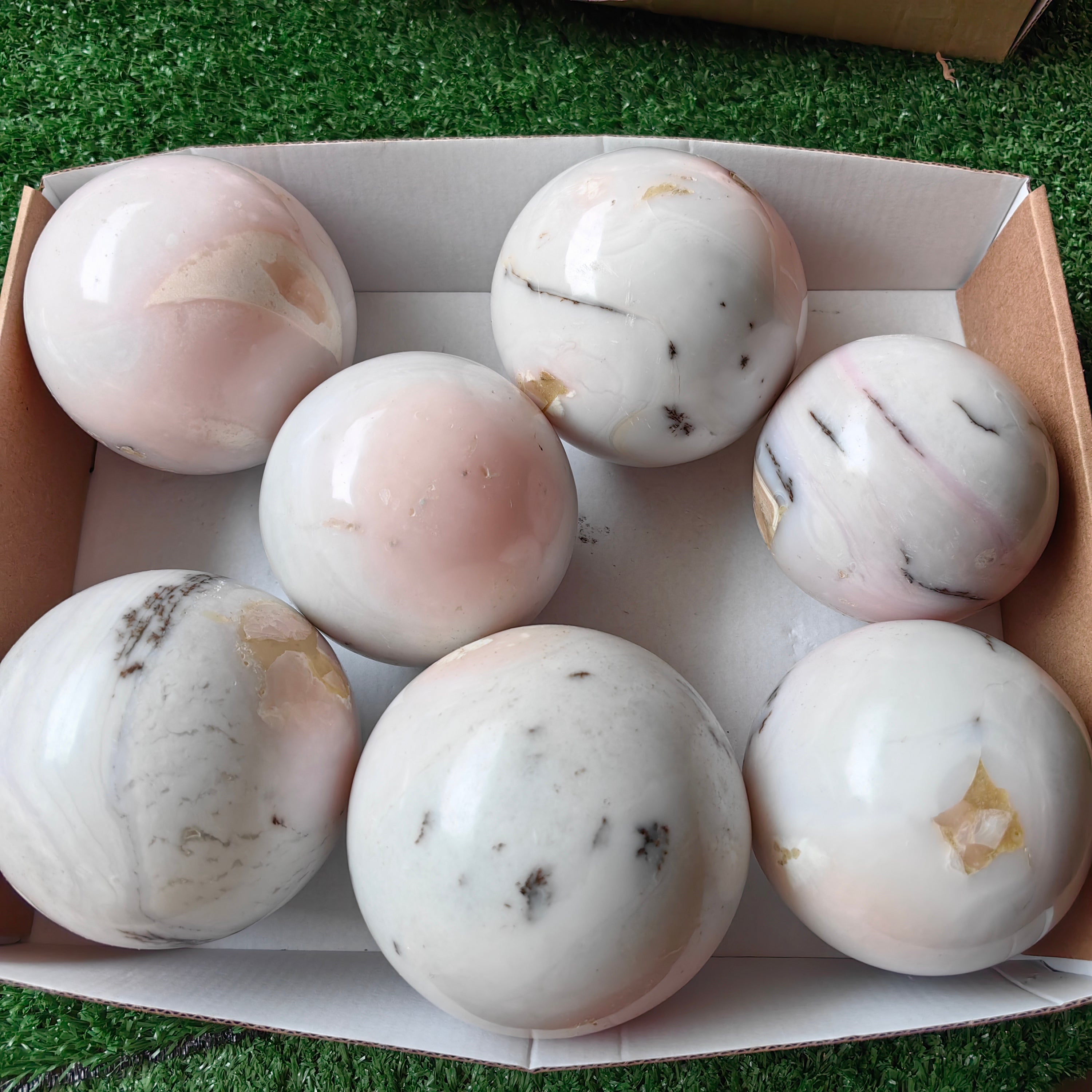 7 pc peruvian pink opal big spheres