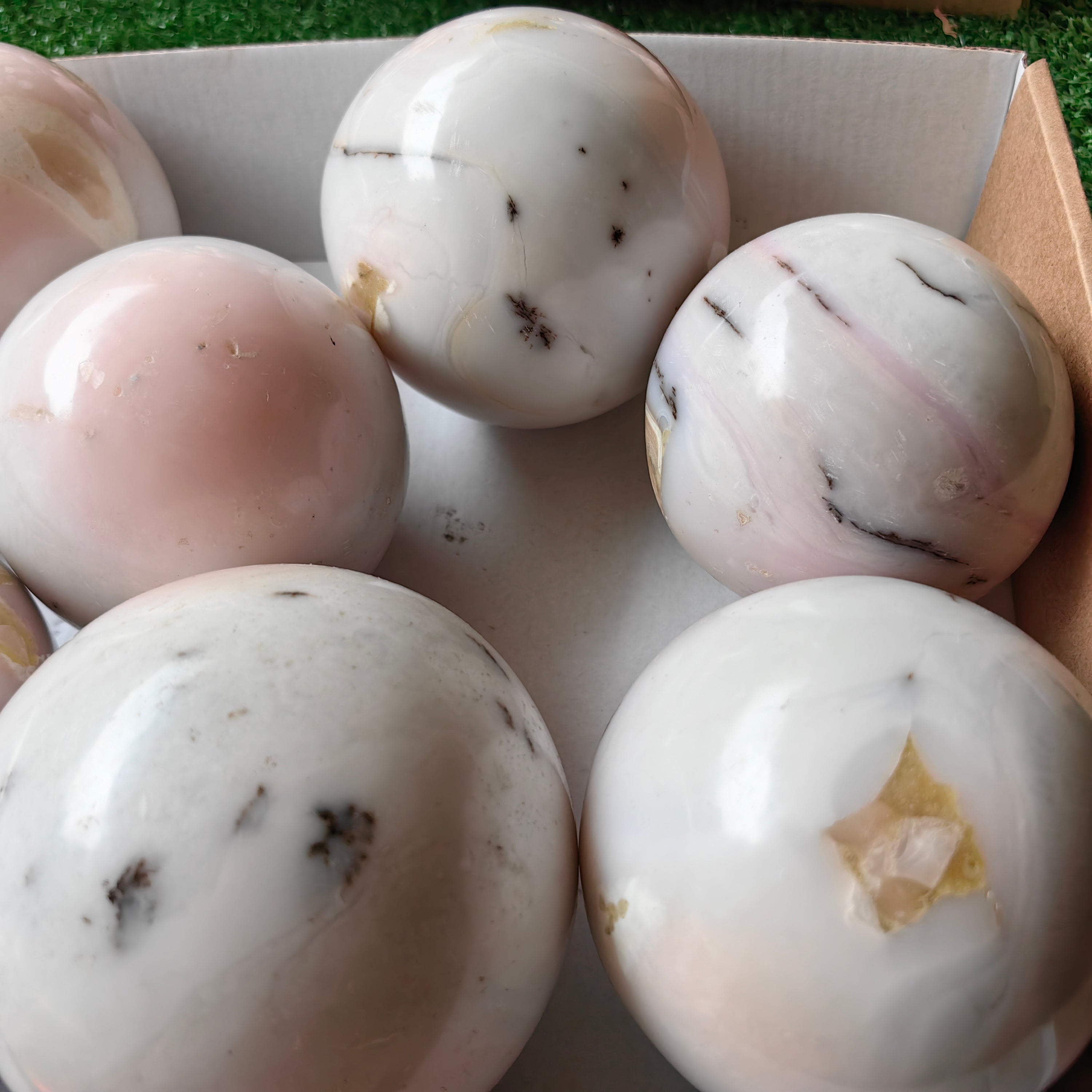 7 pc peruvian pink opal big spheres