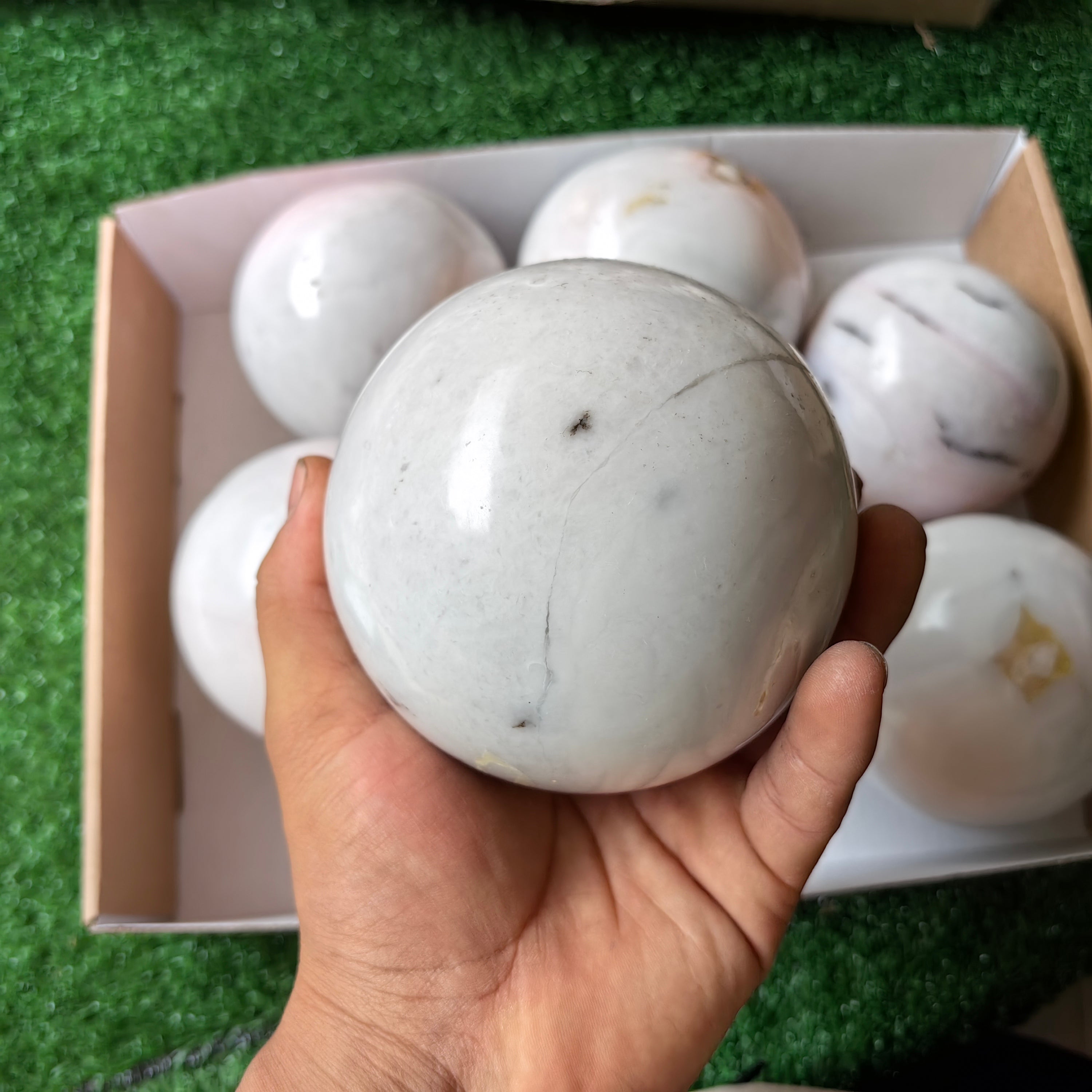 7 pc peruvian pink opal big spheres
