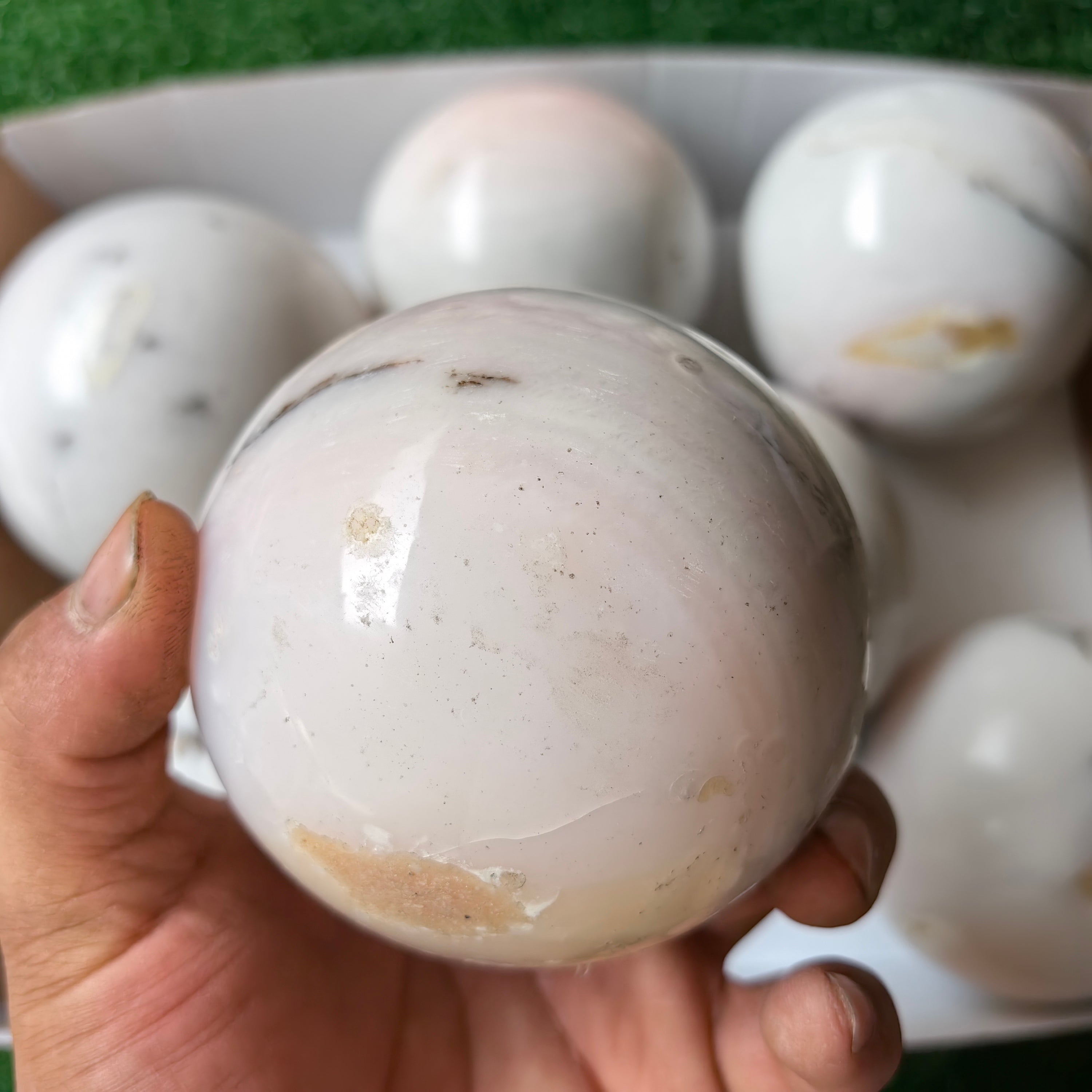 7 pc peruvian pink opal big spheres