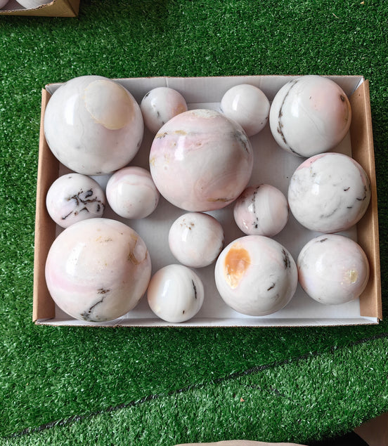 14 pc peruvian pink opal spheres