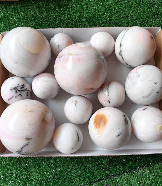 14 pc peruvian pink opal spheres