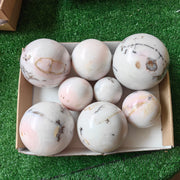 8 pc peruvian pink opal spheres