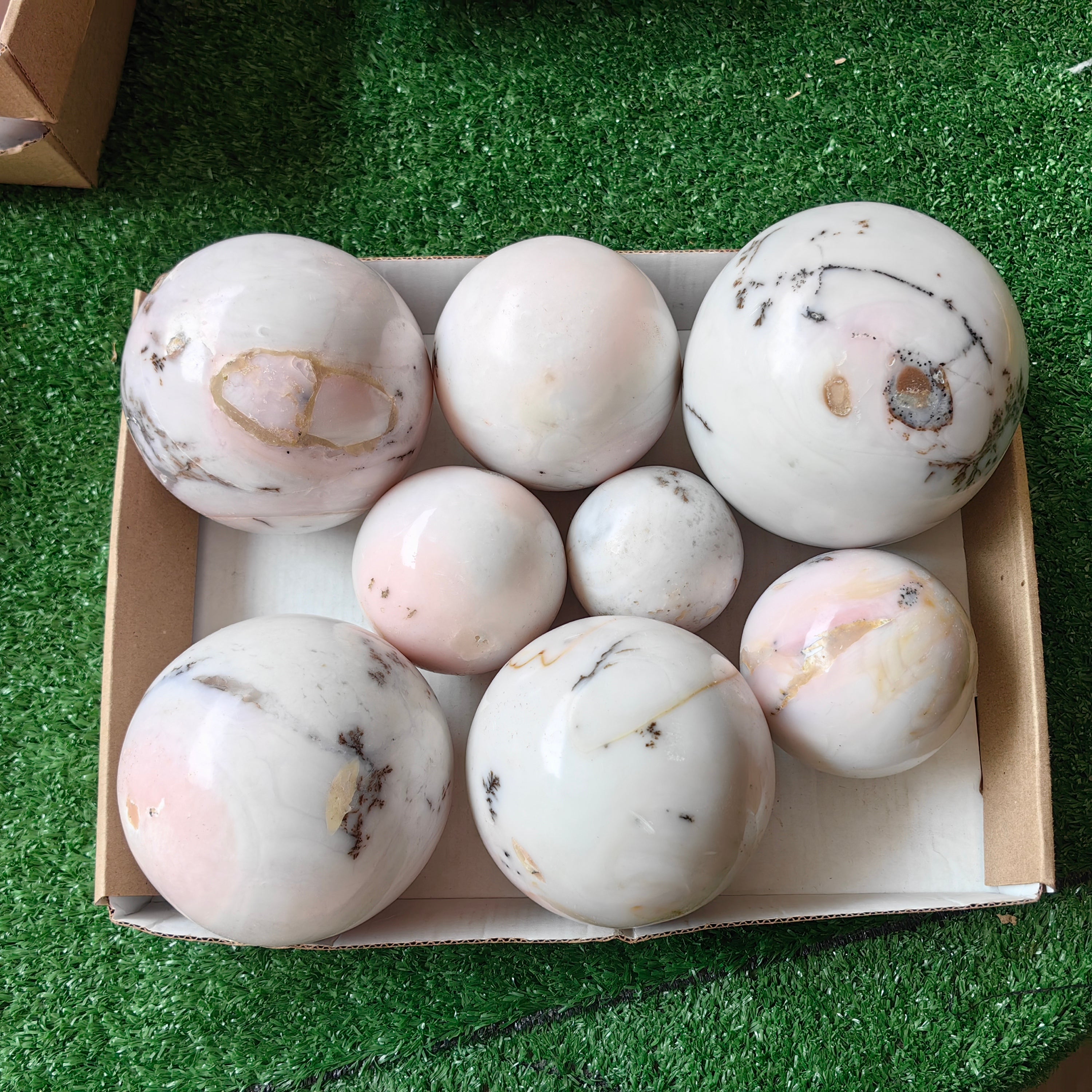 8 pc peruvian pink opal spheres