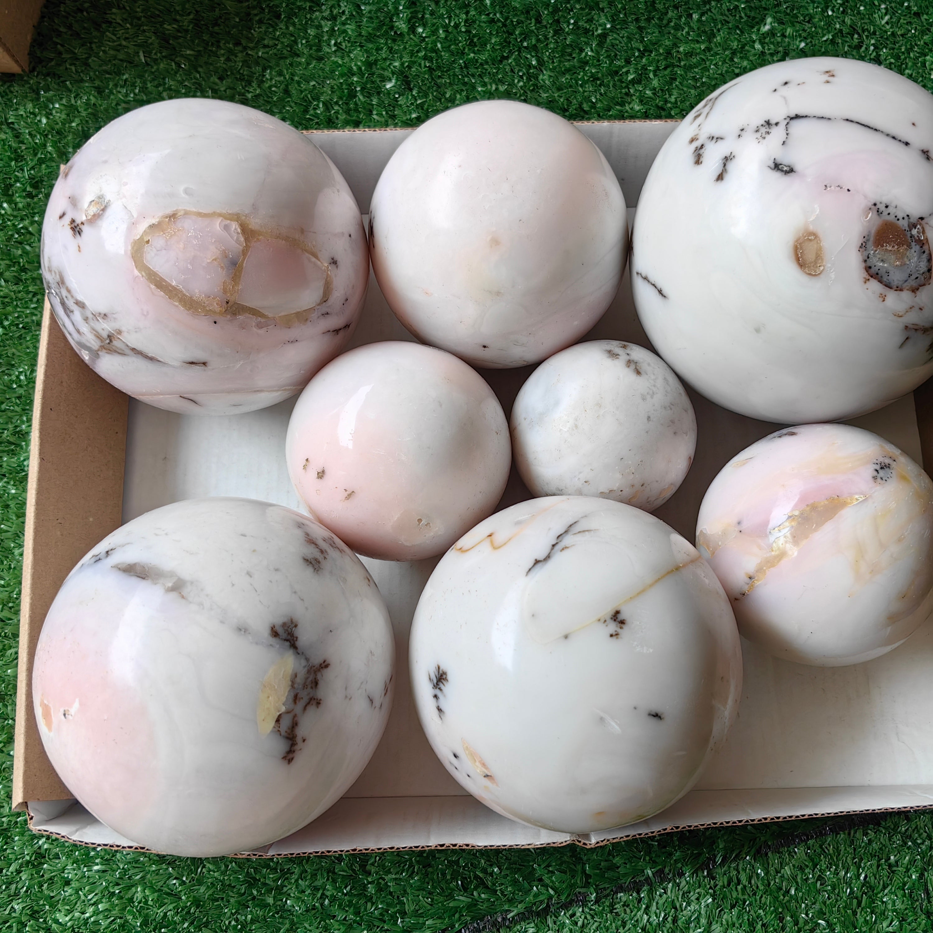 8 pc peruvian pink opal spheres