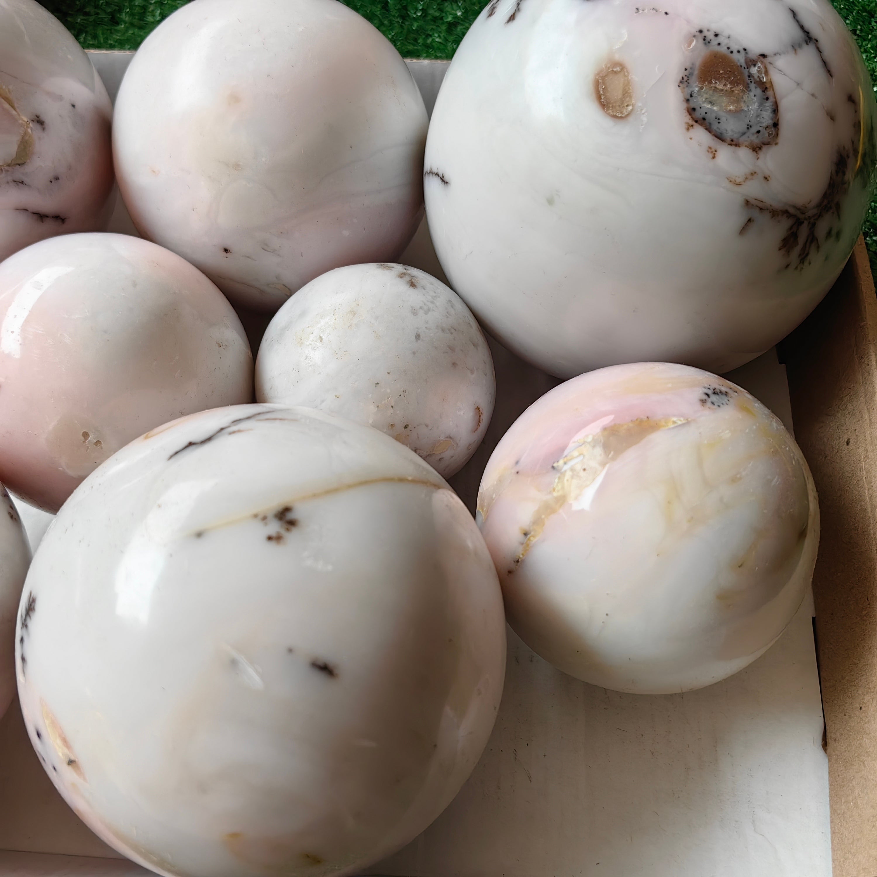 8 pc peruvian pink opal spheres