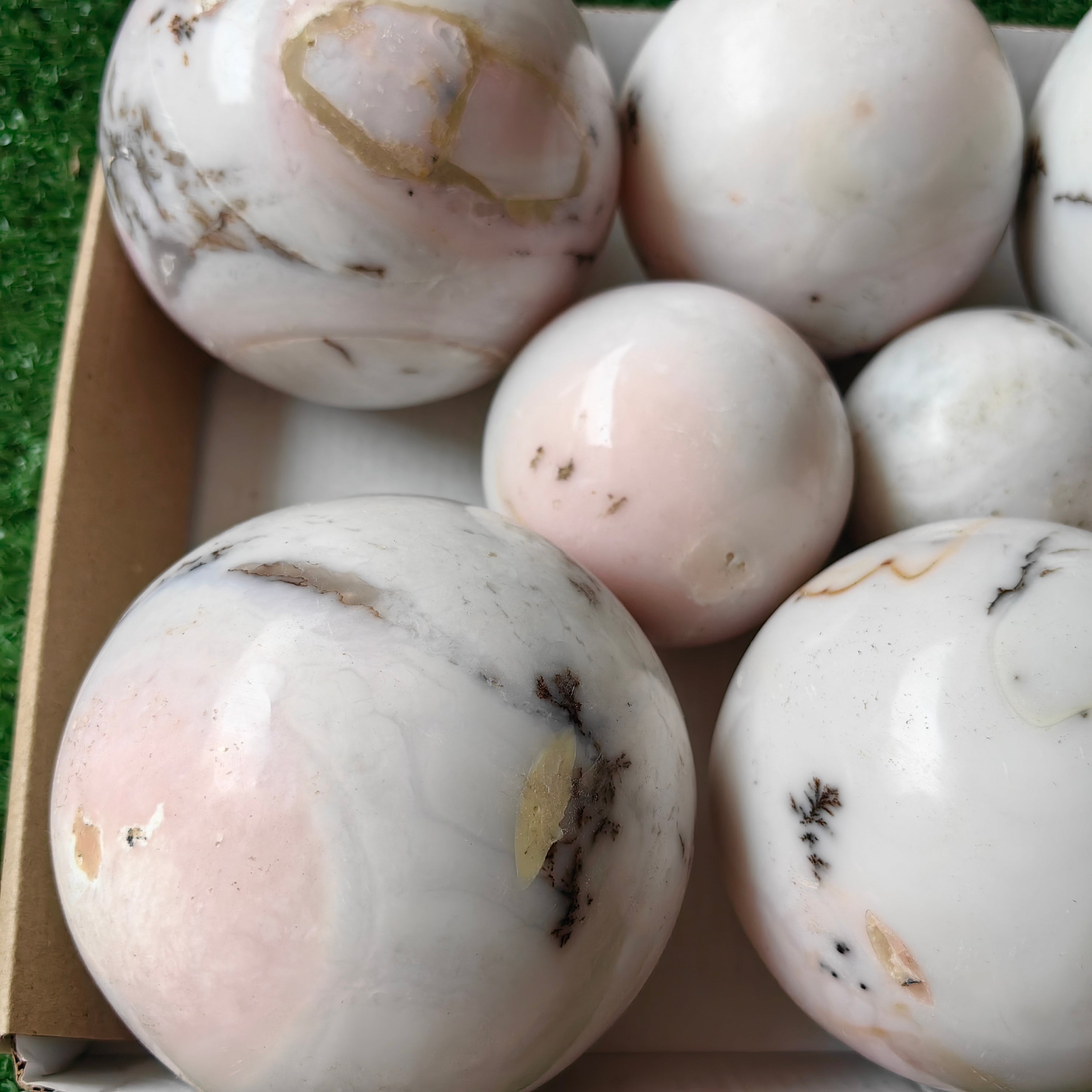 8 pc peruvian pink opal spheres