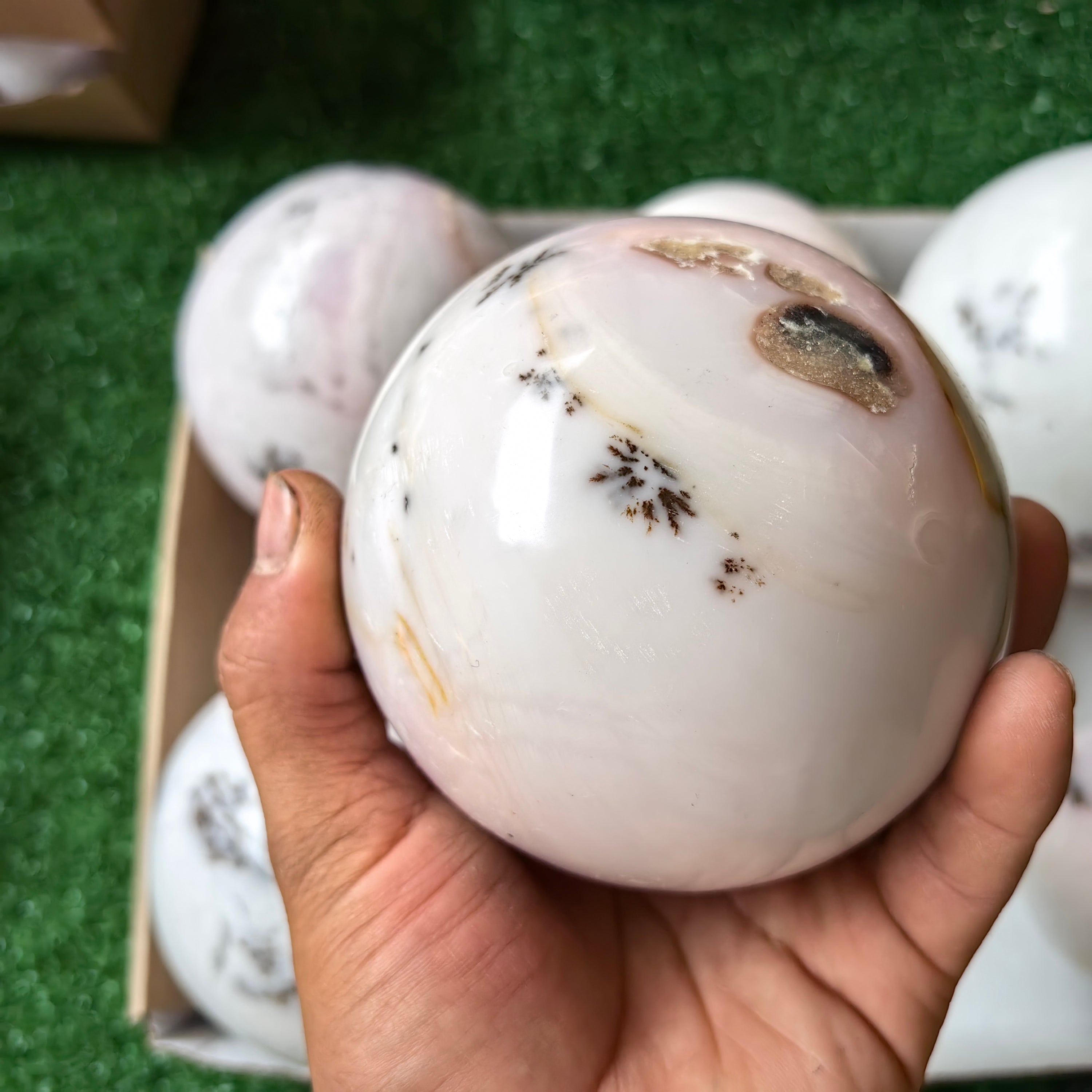 8 pc peruvian pink opal spheres