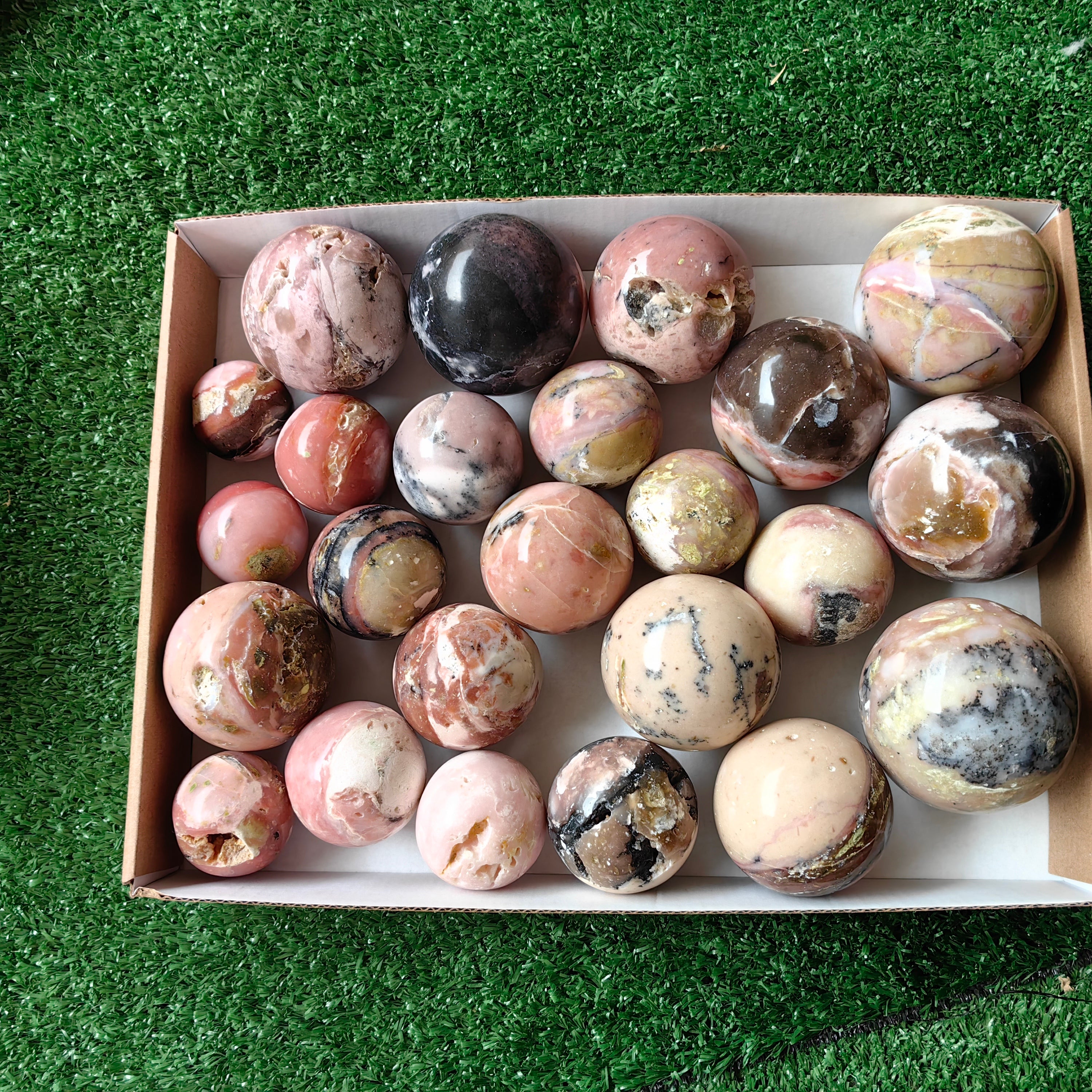 24 pc peruvian pink opal spheres