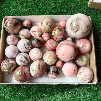 28 pc peruvian pink opal spheres