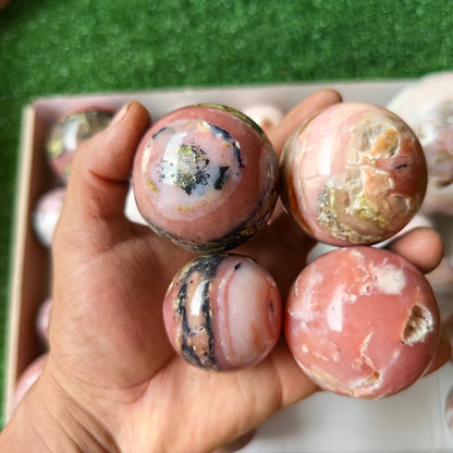 28 pc peruvian pink opal spheres