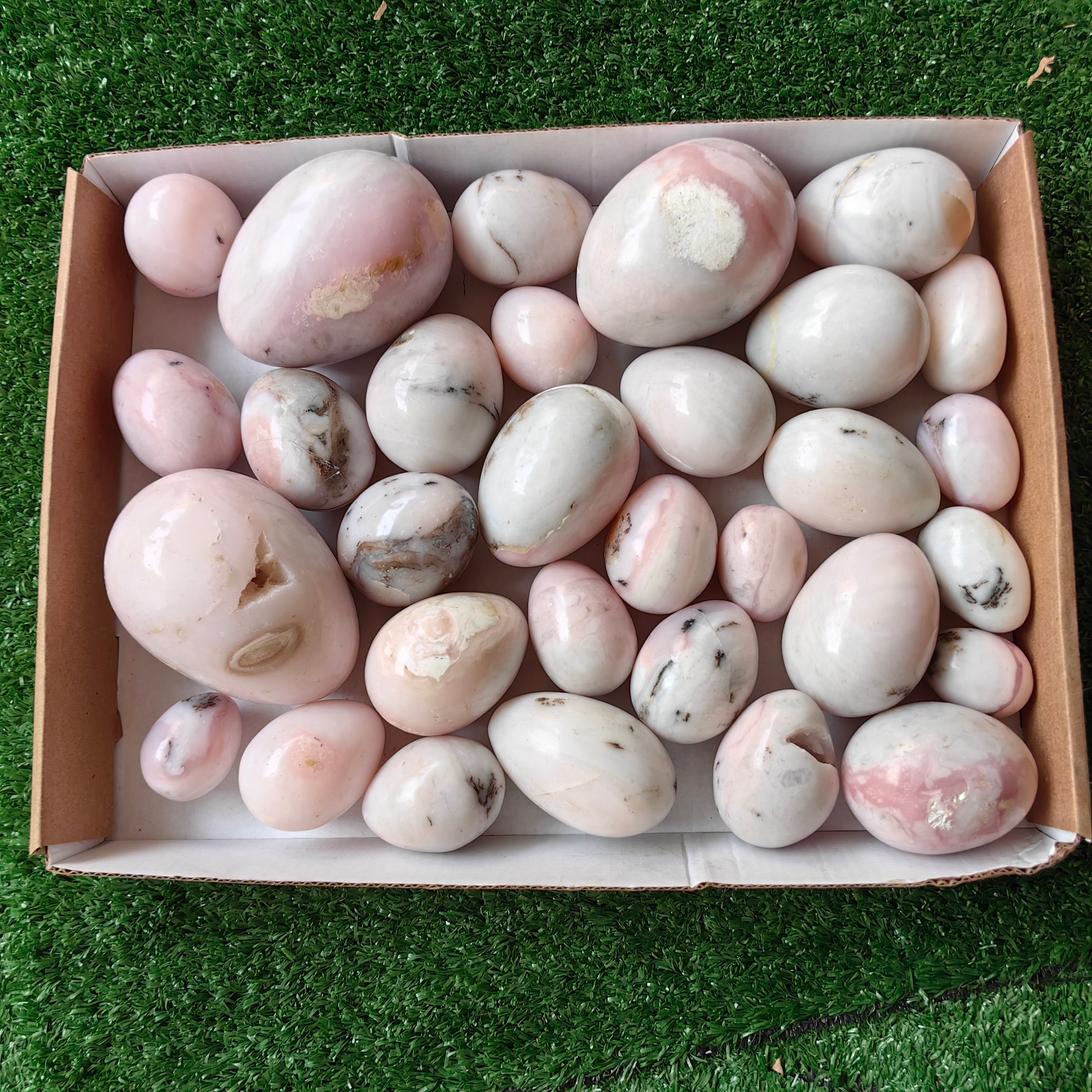 31 pc peruvian pink opal & angelite egg