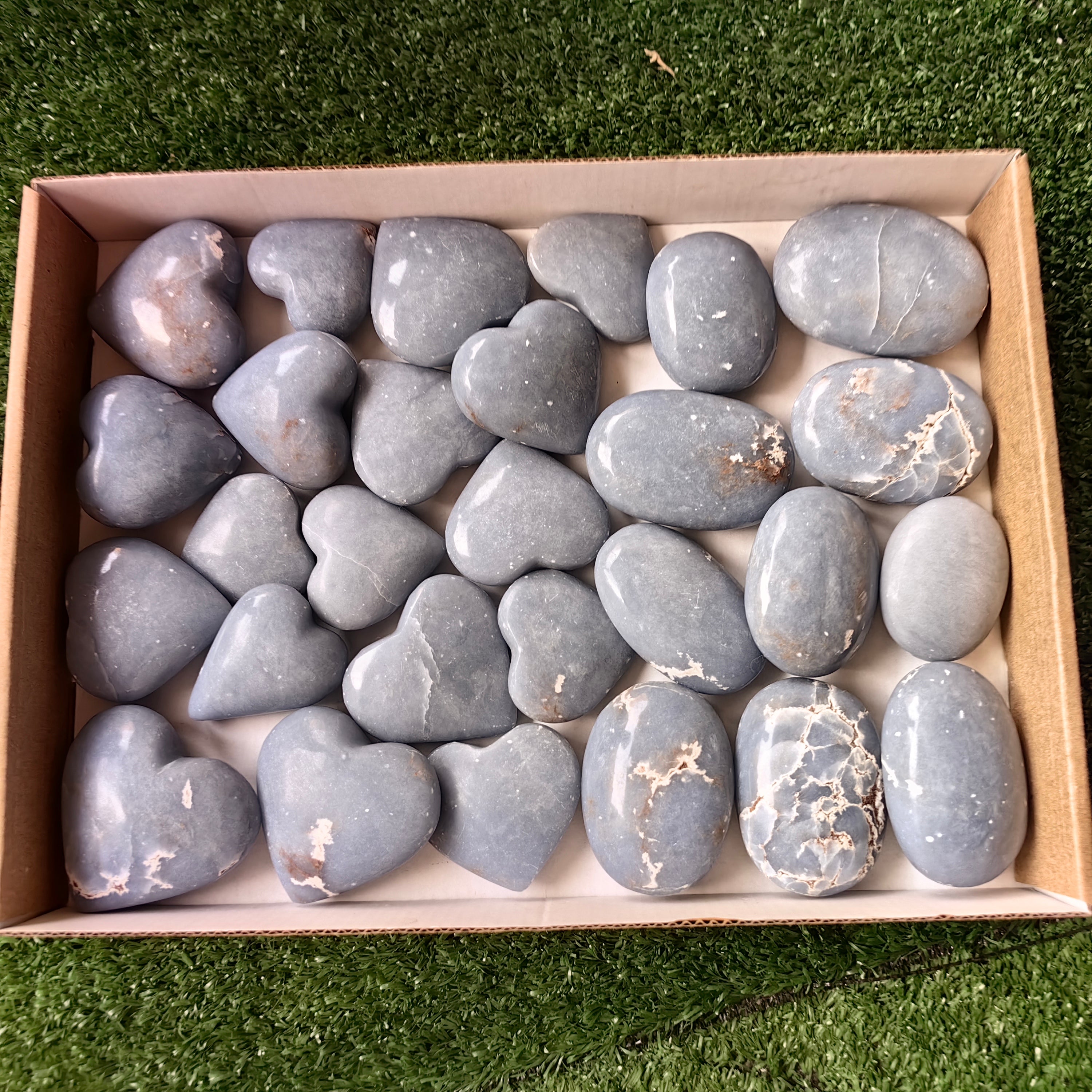 28 pc blue angelite palms & hearts