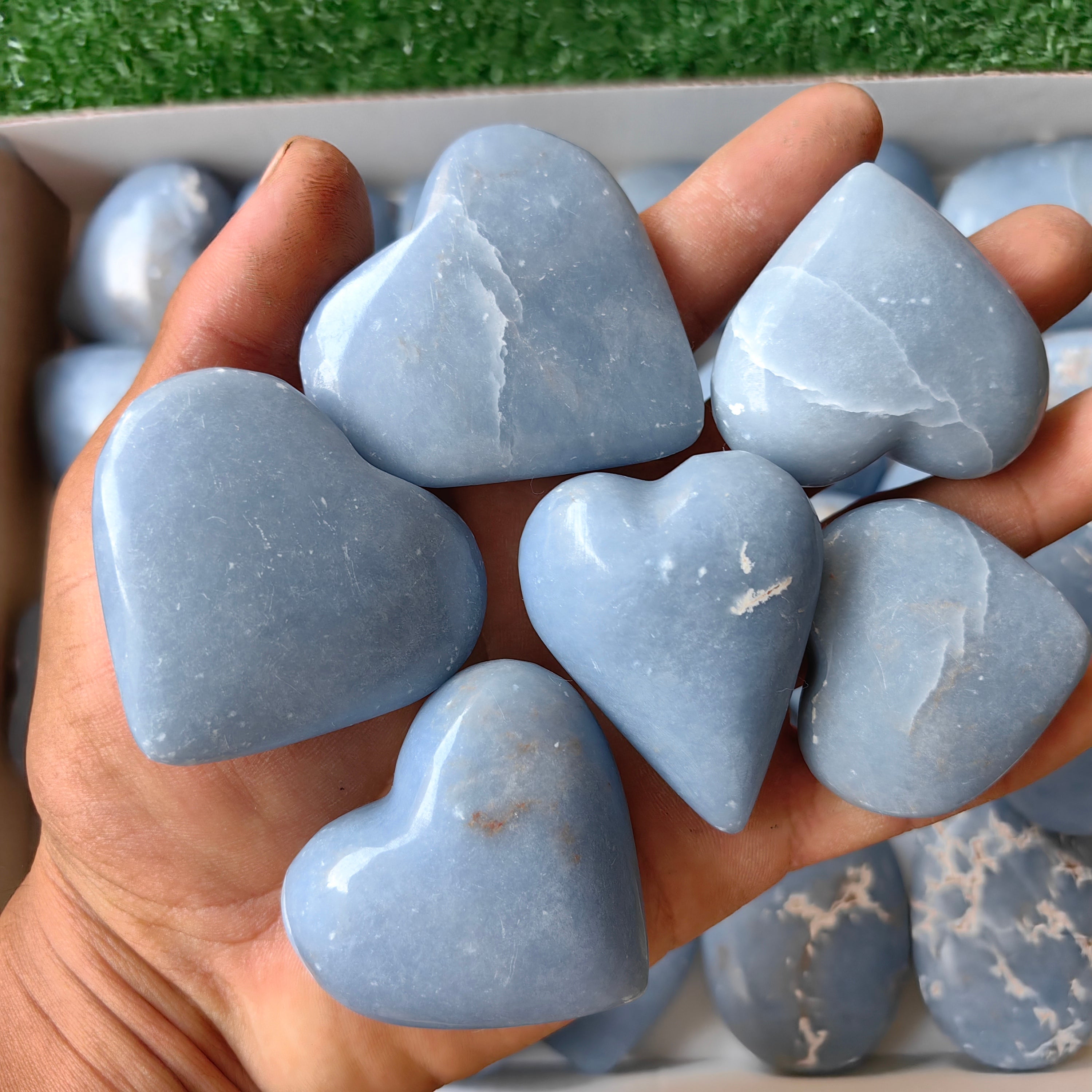 28 pc blue angelite palms & hearts