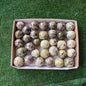 33 pc green serpentine with pyrite spheres