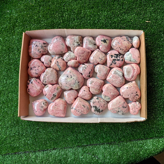 35 pc rhodonite hearts