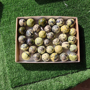 35 pc green serpentine with pyrite spheres