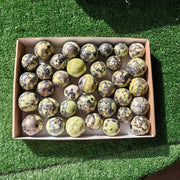 35 pc green serpentine with pyrite spheres