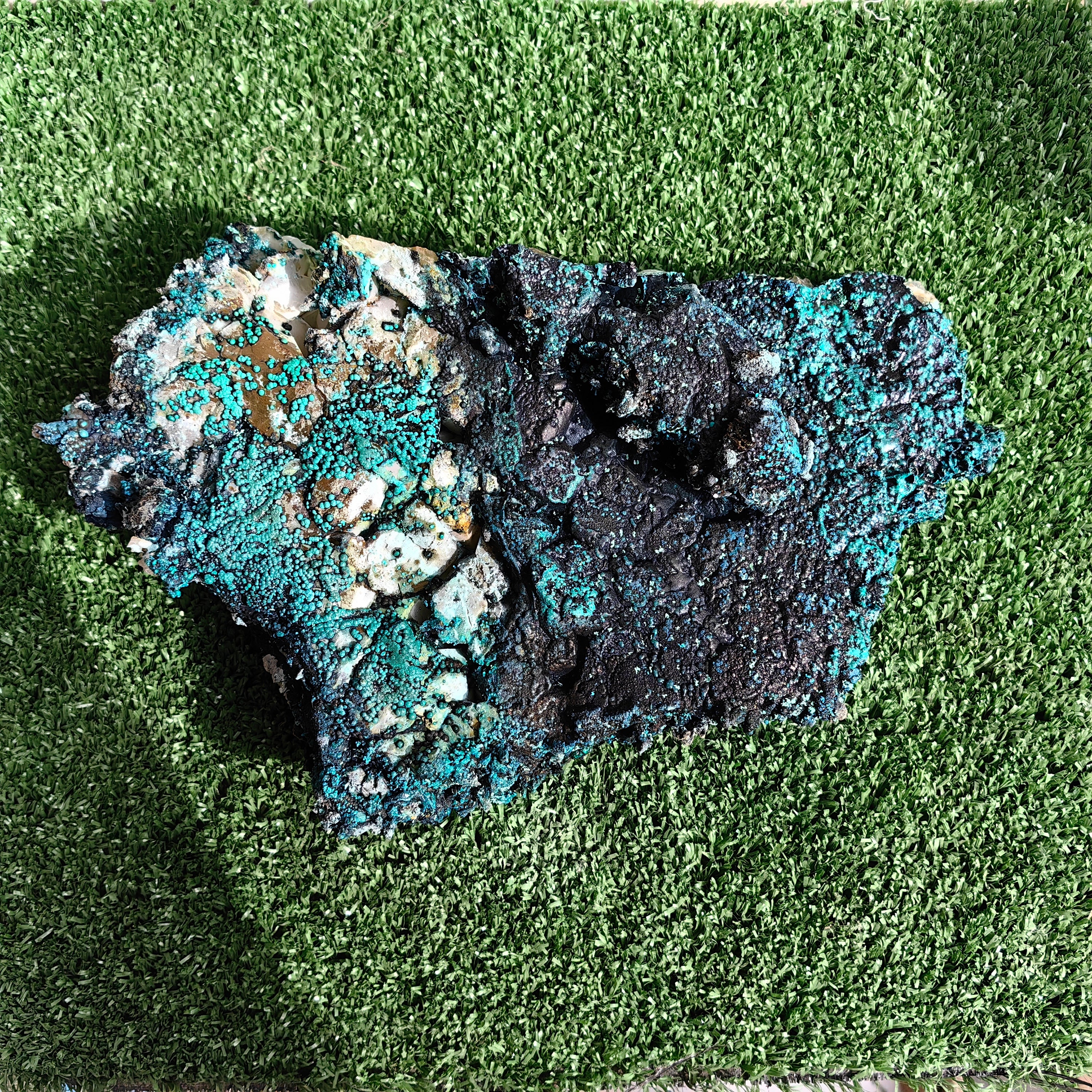 Chrysocolla on Quartz from mine tentadora
