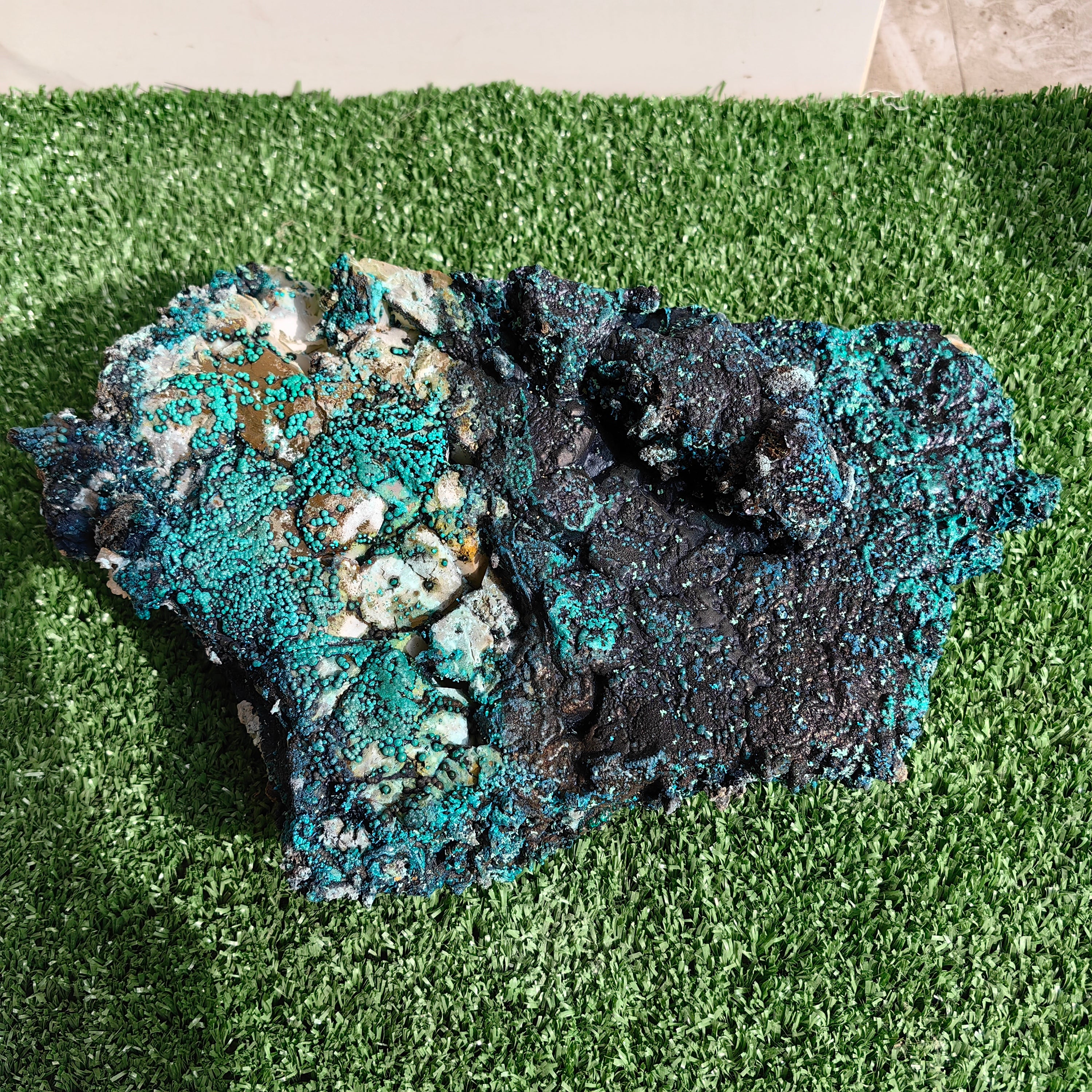 Chrysocolla on Quartz from mine tentadora