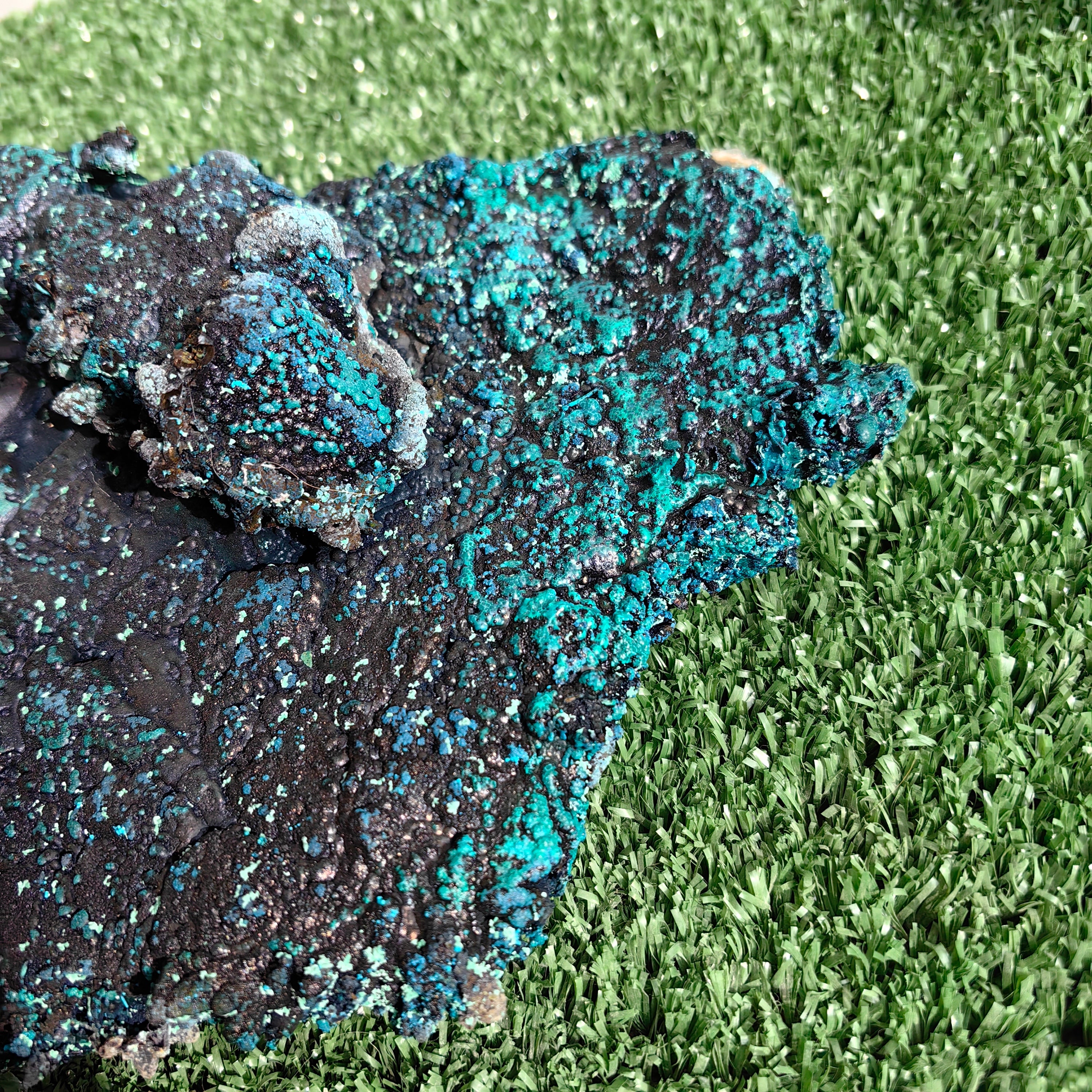 Chrysocolla on Quartz from mine tentadora