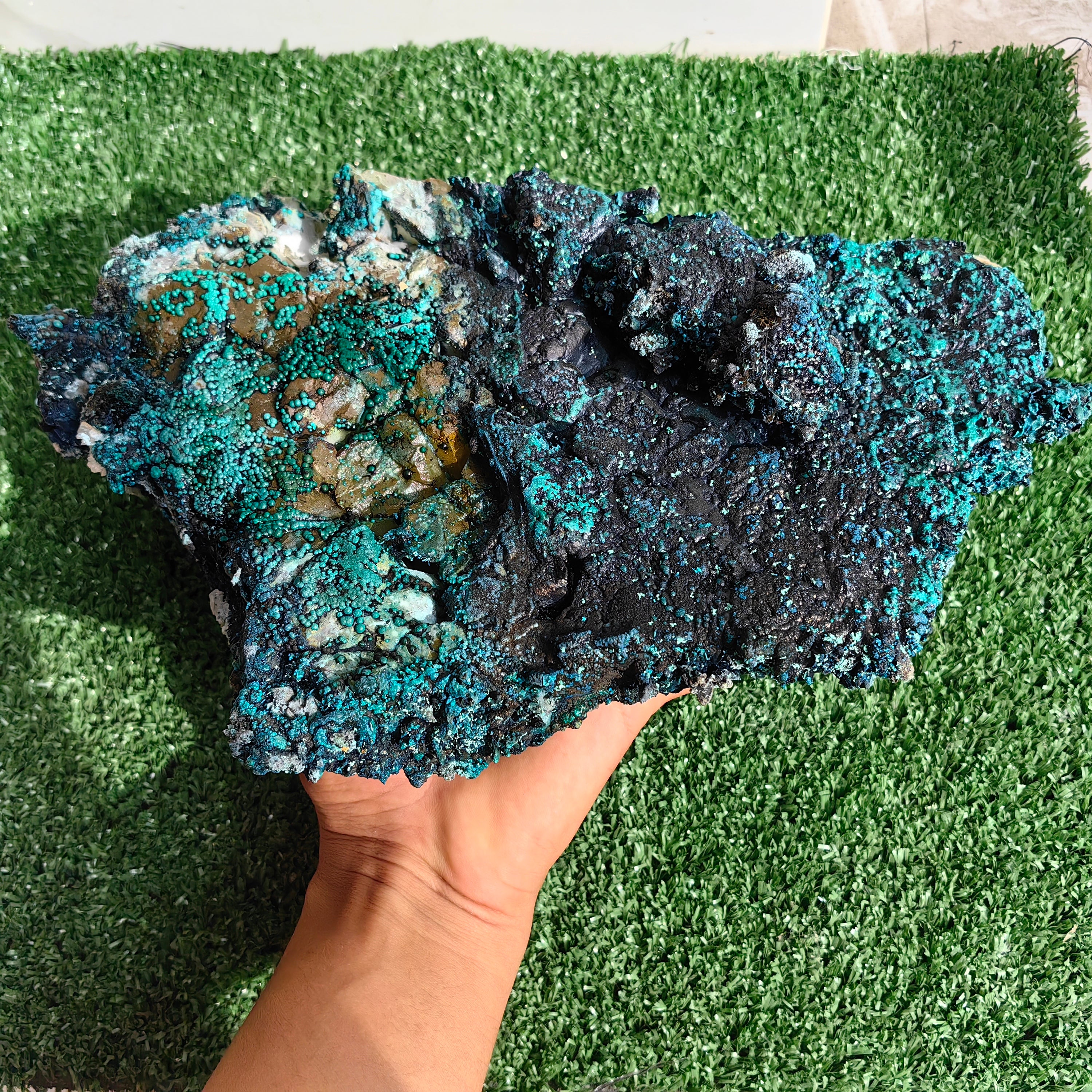 Chrysocolla on Quartz from mine tentadora