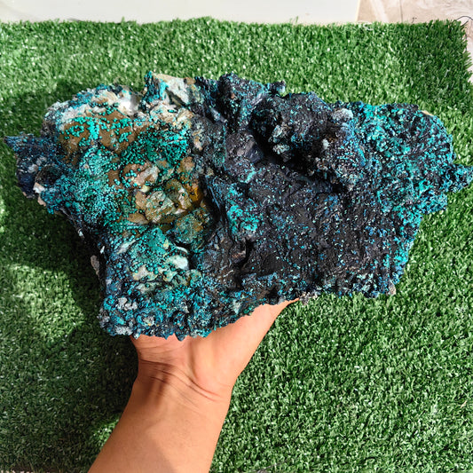 Chrysocolla on Quartz from mine tentadora