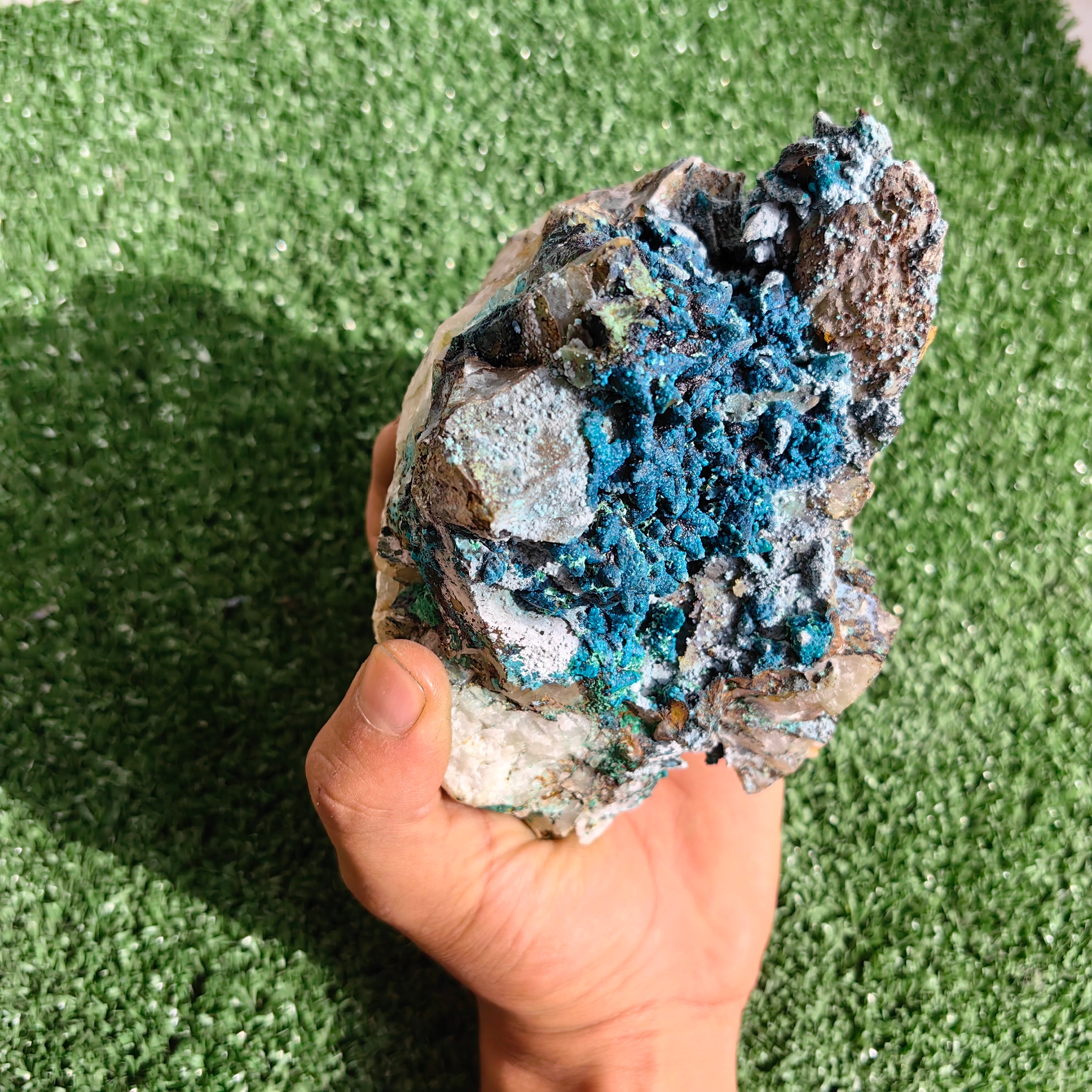 Chrysocolla on Quartz from mine tentadora