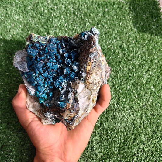 Chrysocolla on Quartz from mine tentadora