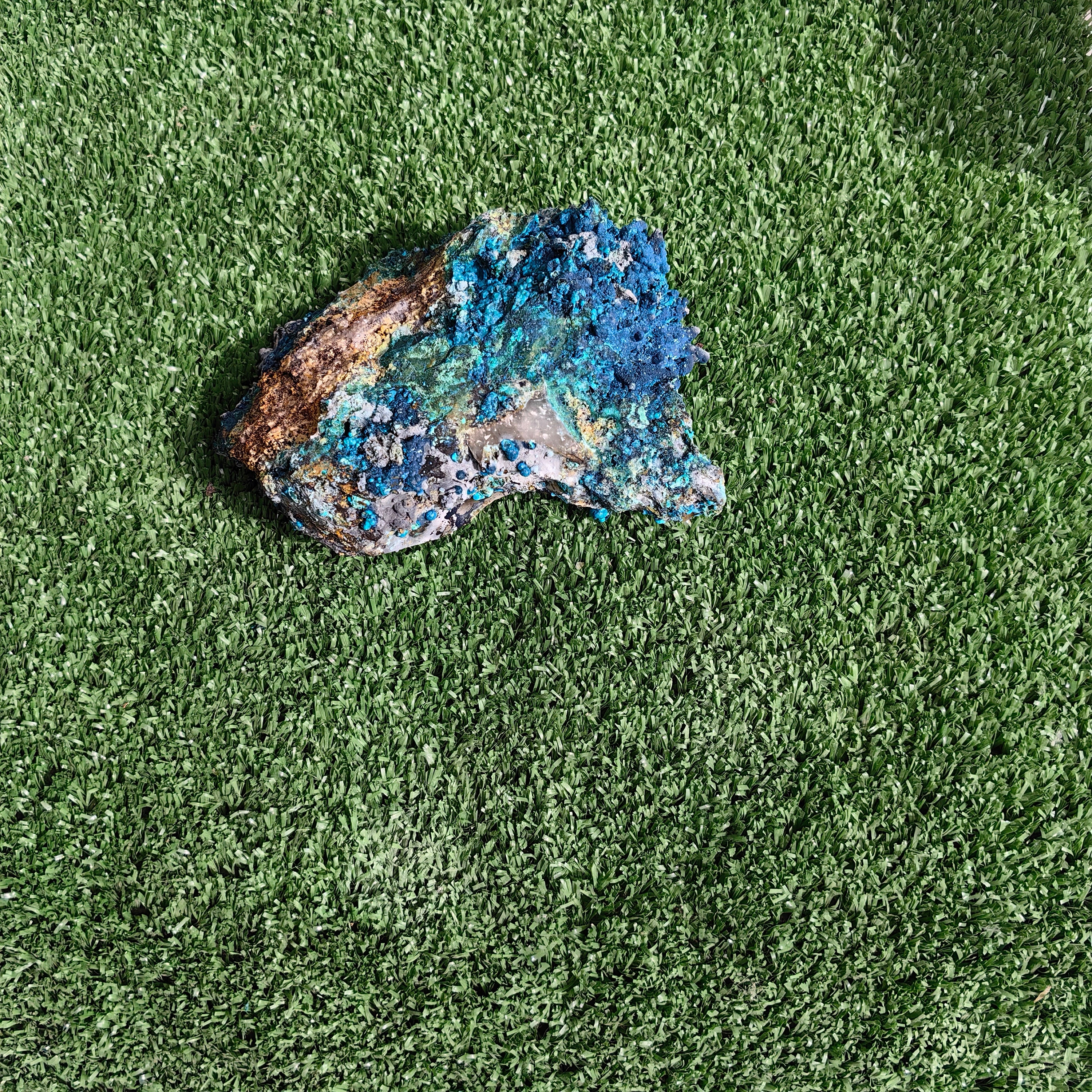 Chrysocolla on Quartz from mine tentadora