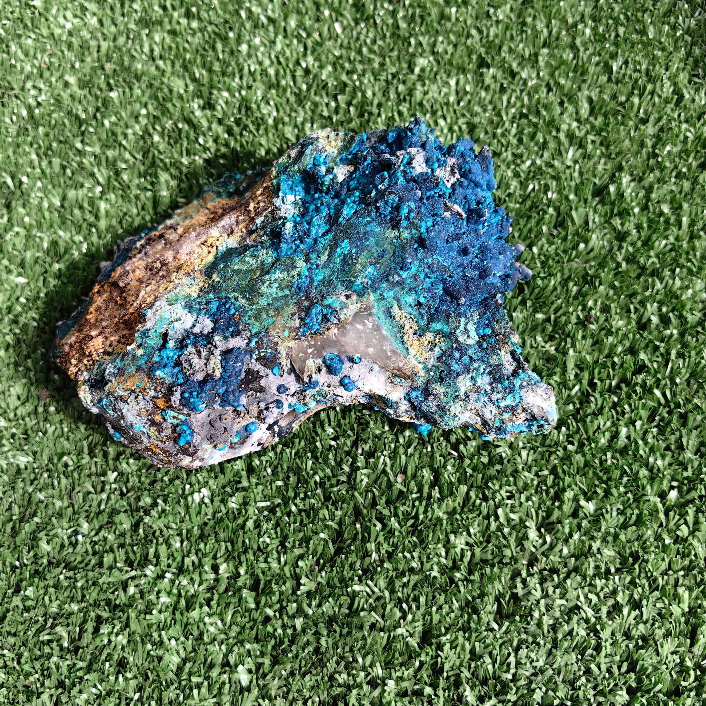 Chrysocolla on Quartz from mine tentadora