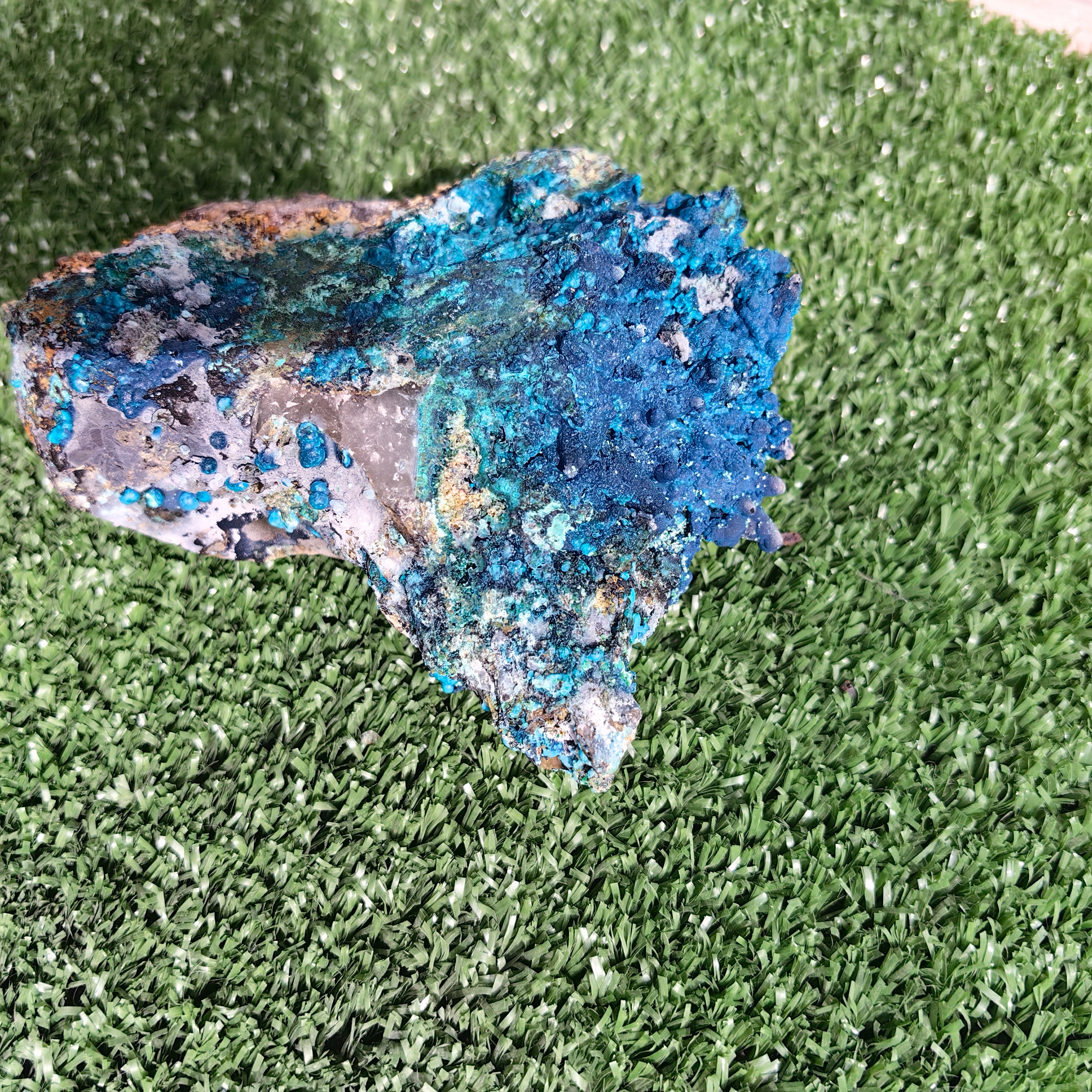 Chrysocolla on Quartz from mine tentadora