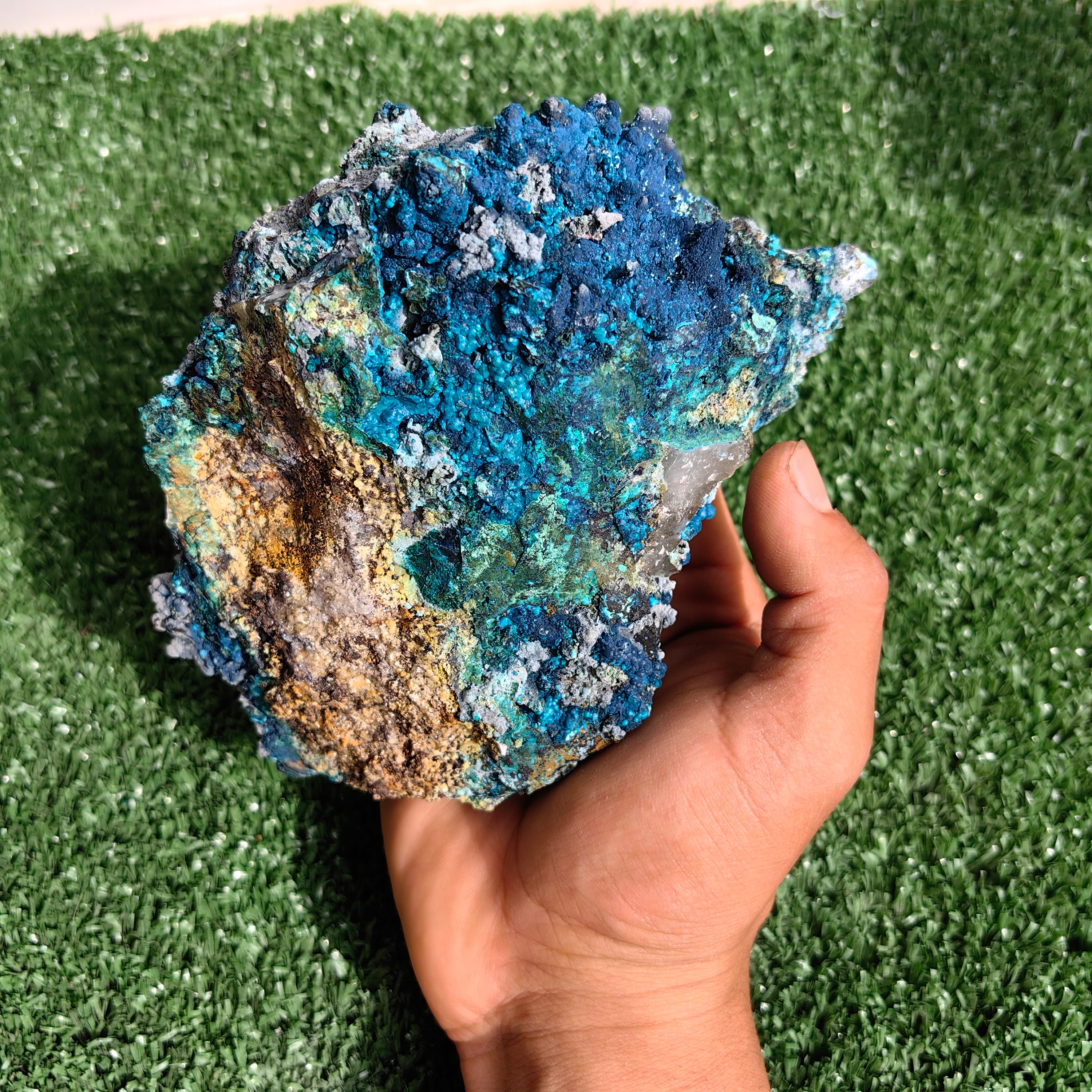 Chrysocolla on Quartz from mine tentadora