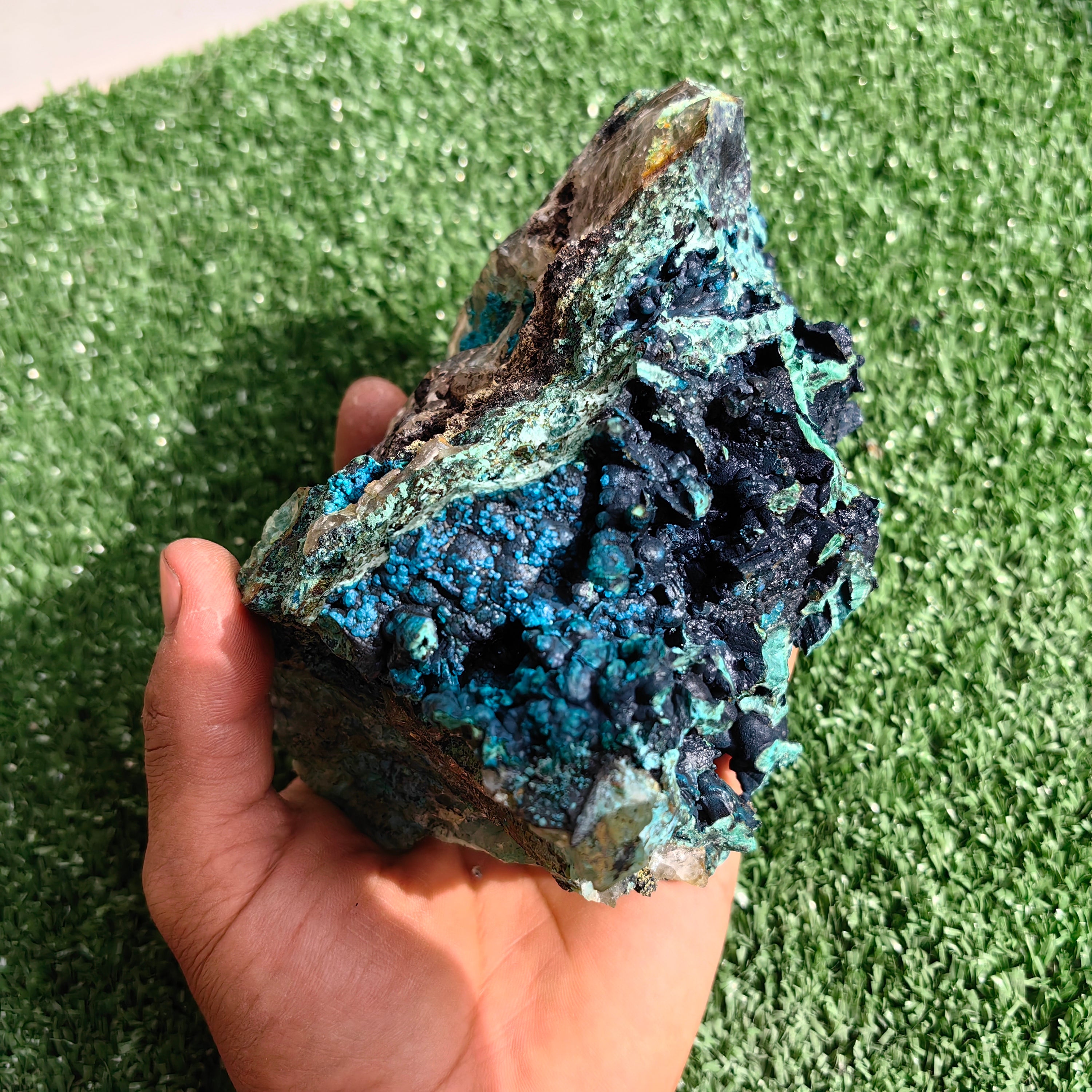 Chrysocolla on Quartz from mine tentadora