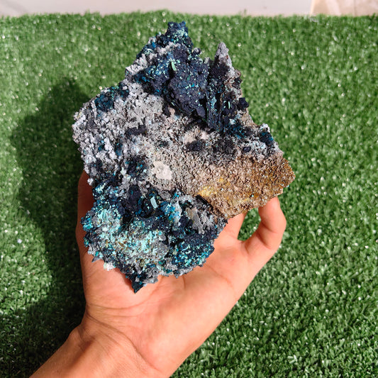 Chrysocolla on Quartz from mine tentadora