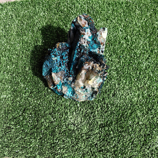 Chrysocolla on Quartz from mine tentadora