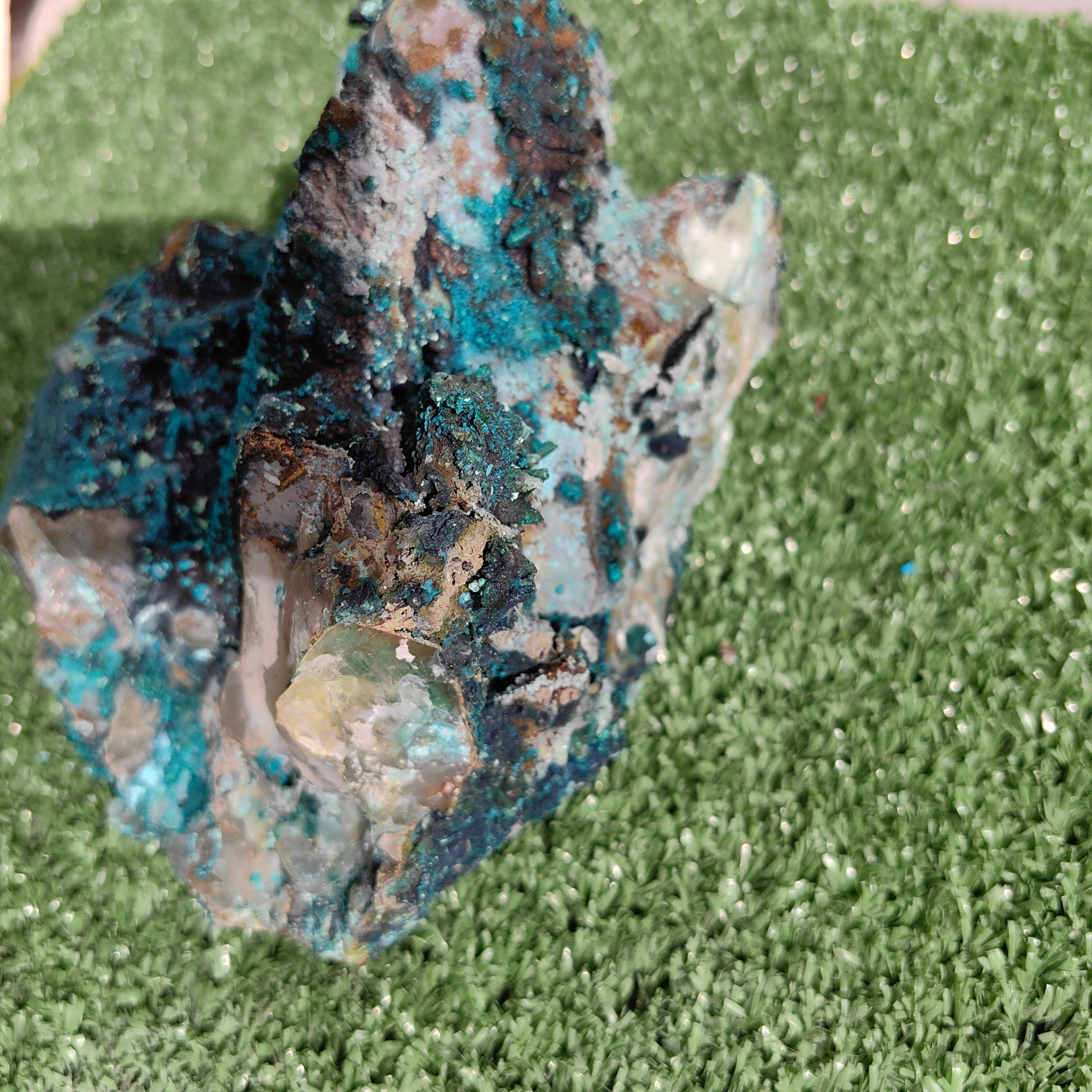 Chrysocolla on Quartz from mine tentadora