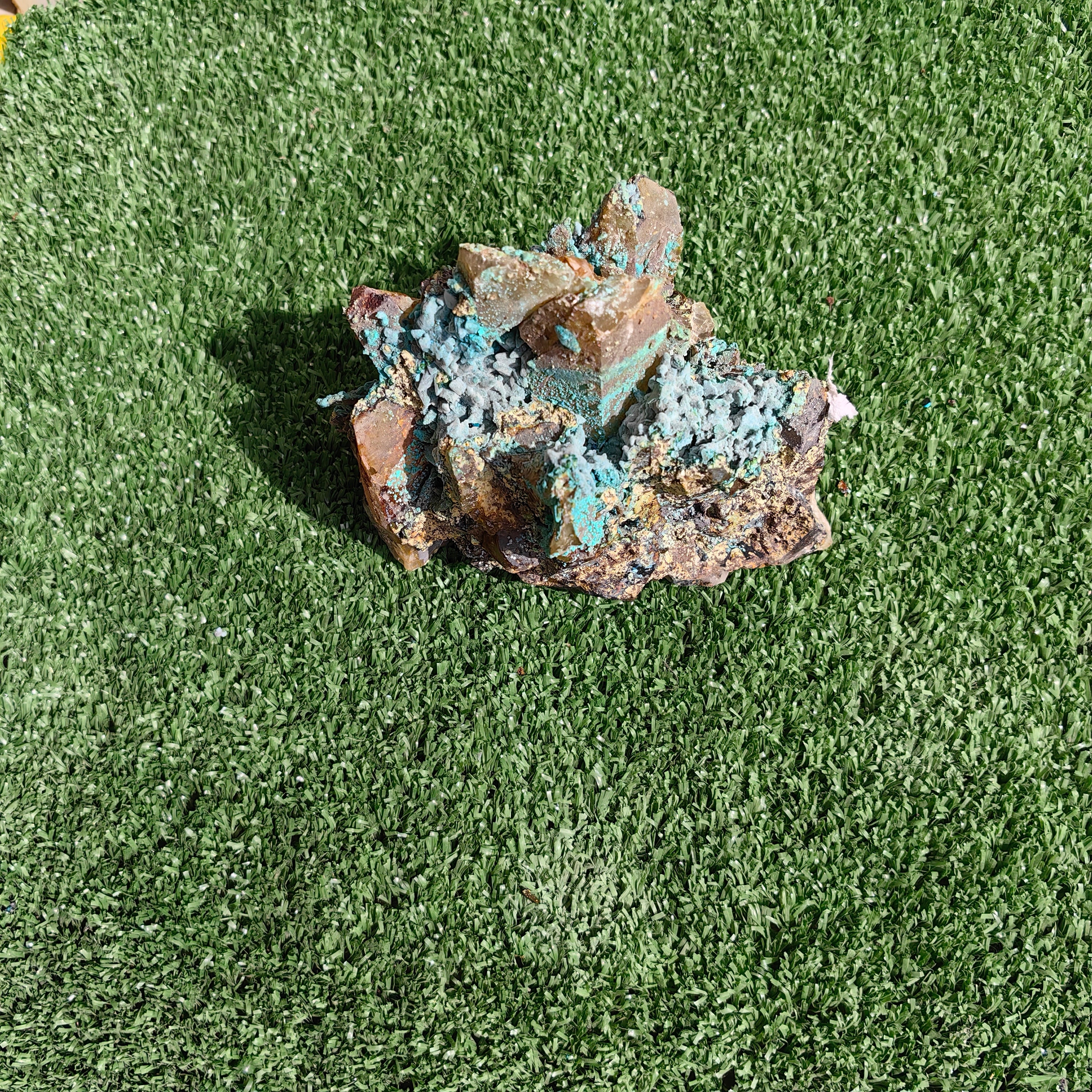 Chrysocolla on Quartz from mine tentadora