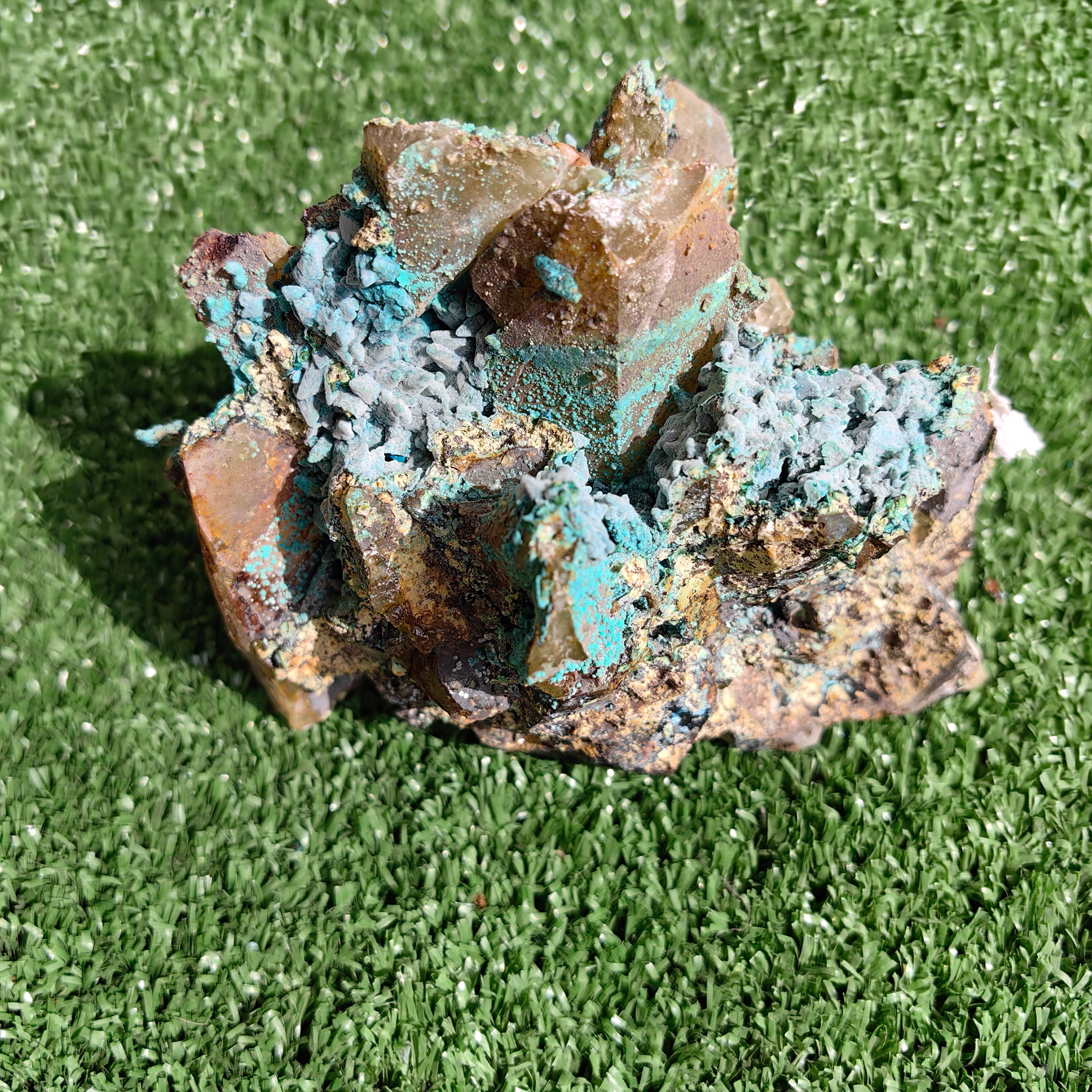 Chrysocolla on Quartz from mine tentadora