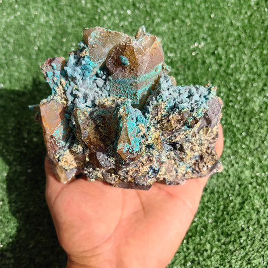 Chrysocolla on Quartz from mine tentadora