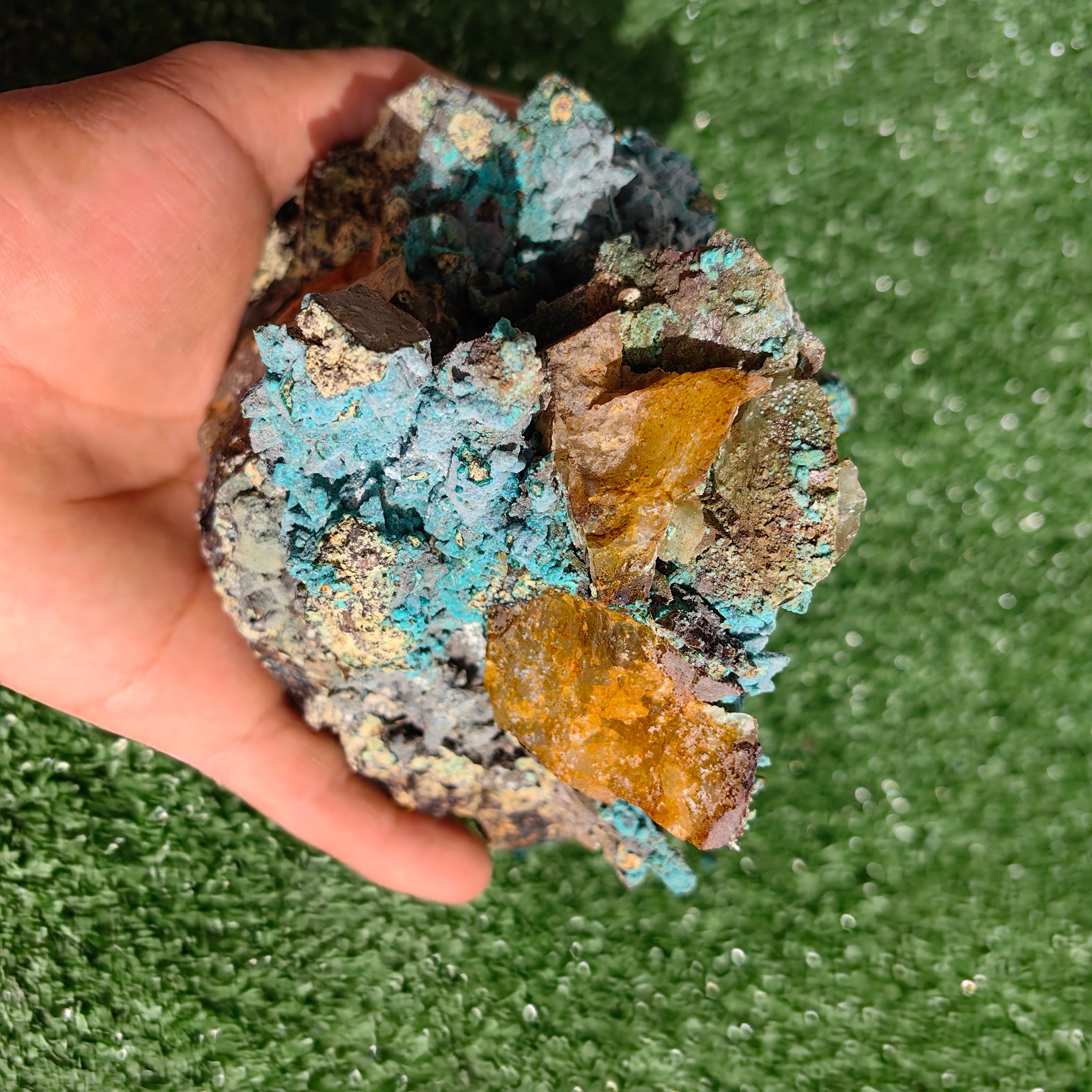 Chrysocolla on Quartz from mine tentadora