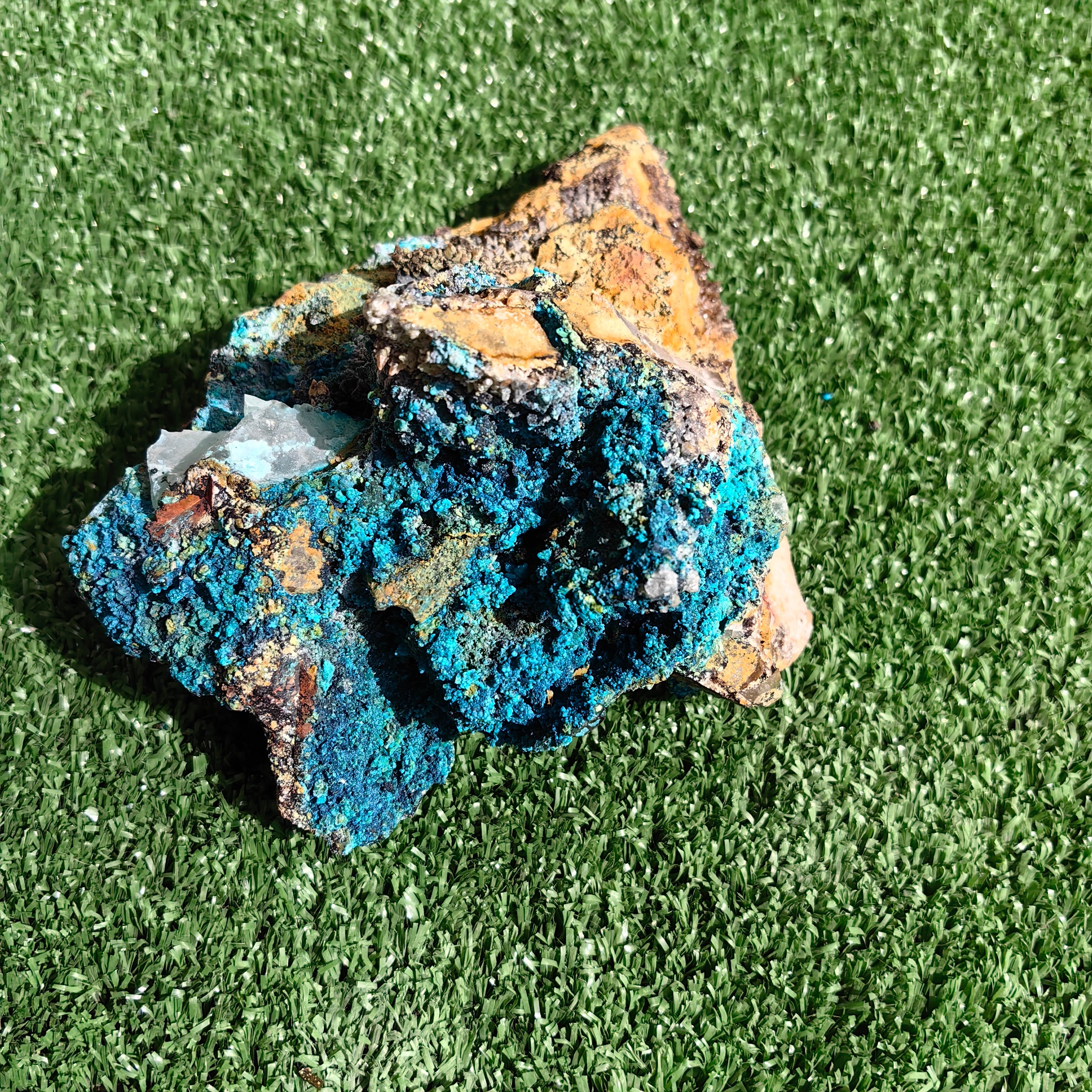 Chrysocolla on Quartz from mine tentadora