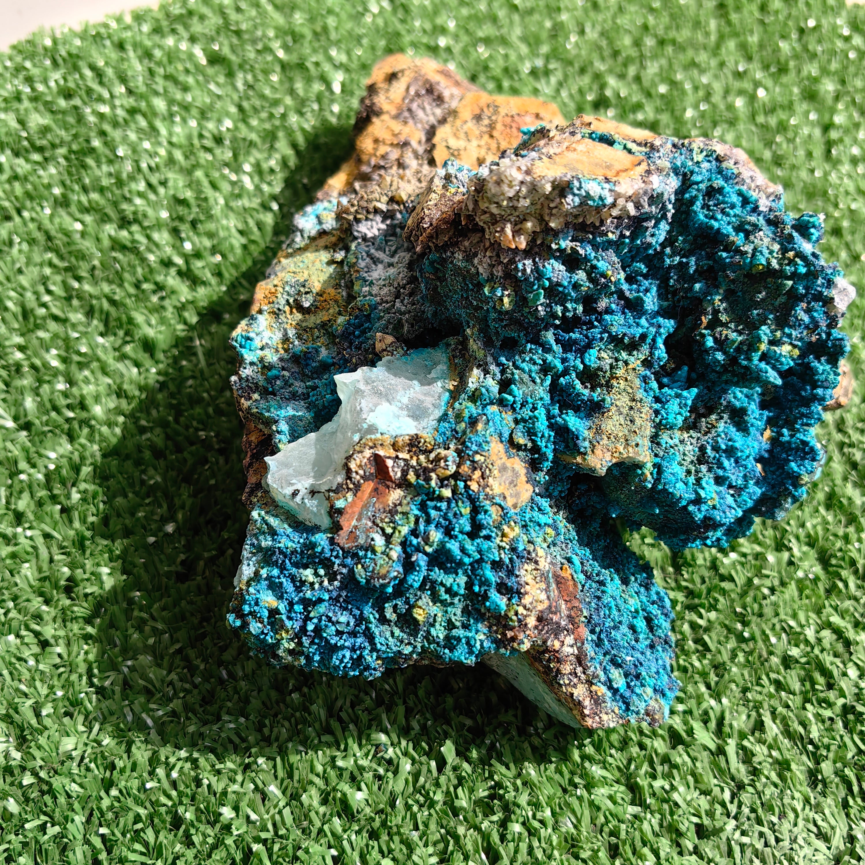 Chrysocolla on Quartz from mine tentadora