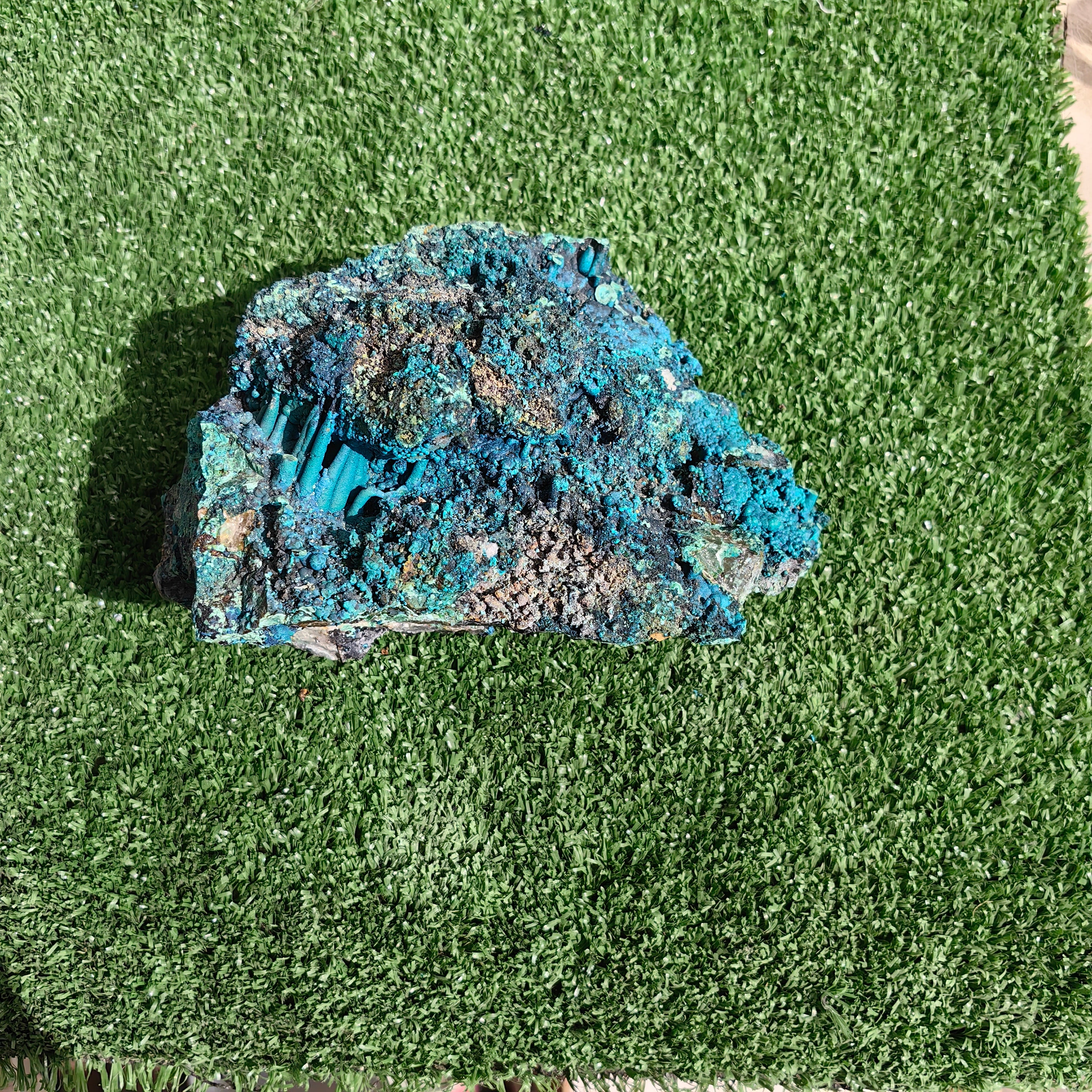 Chrysocolla on Quartz from mine tentadora