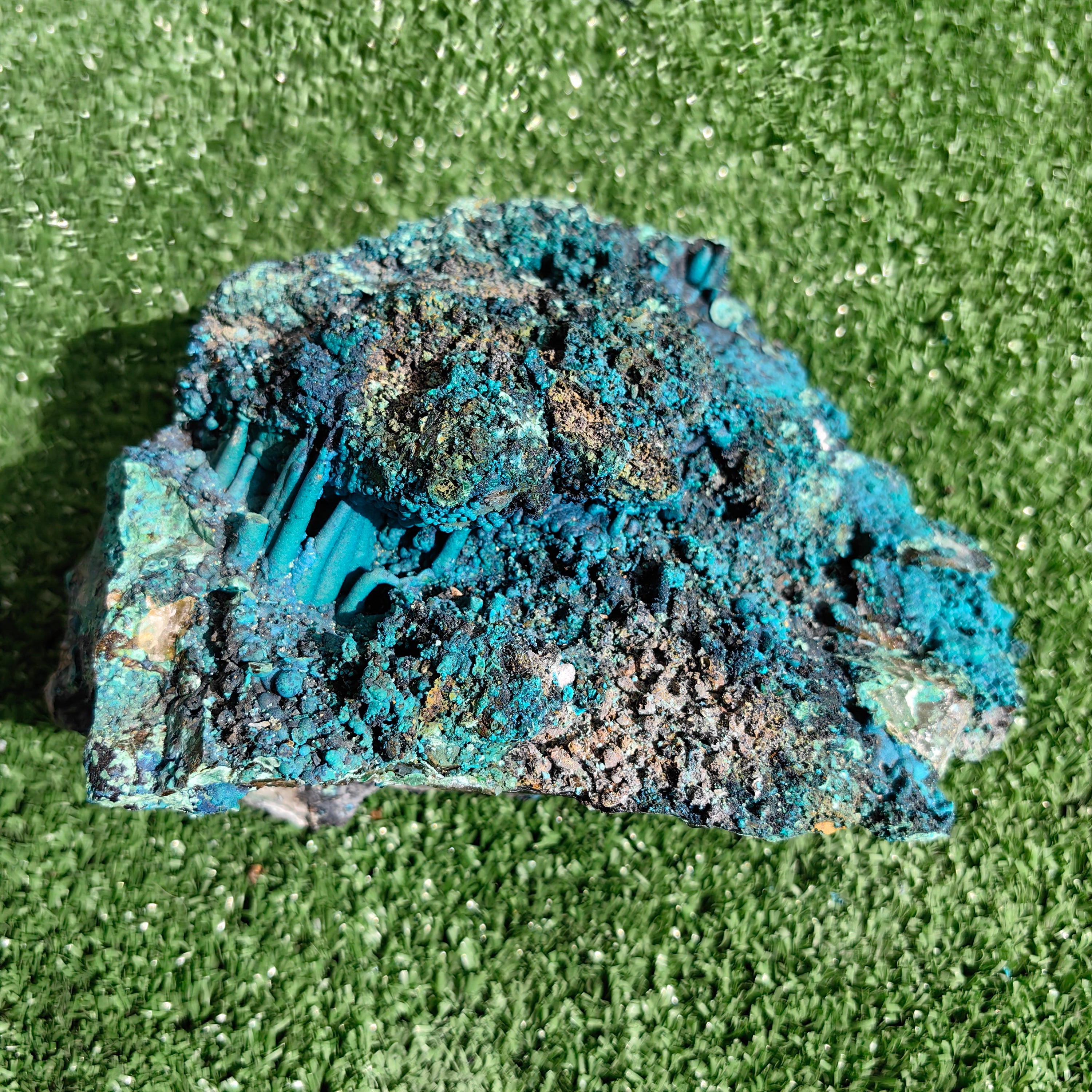 Chrysocolla on Quartz from mine tentadora